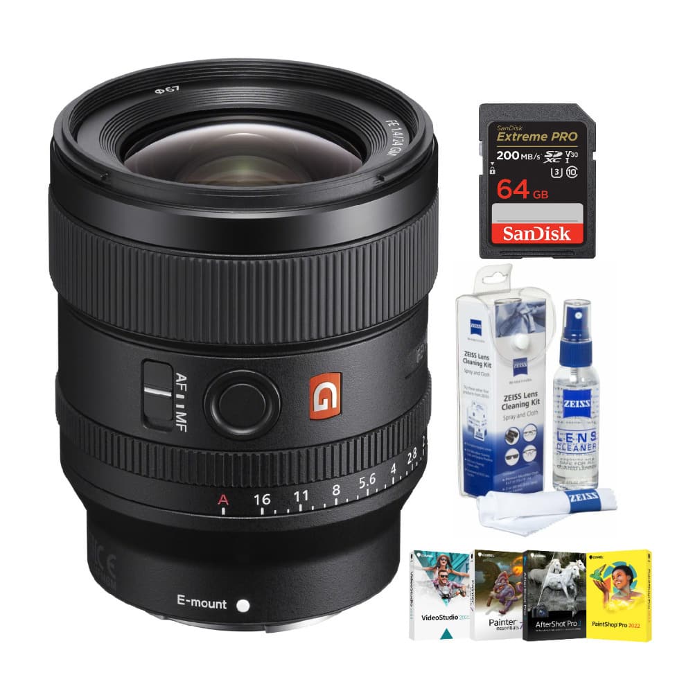 Sony - Alpha FE 24mm f/1.4 GM Lens with Software Suite and Accessory Bundle