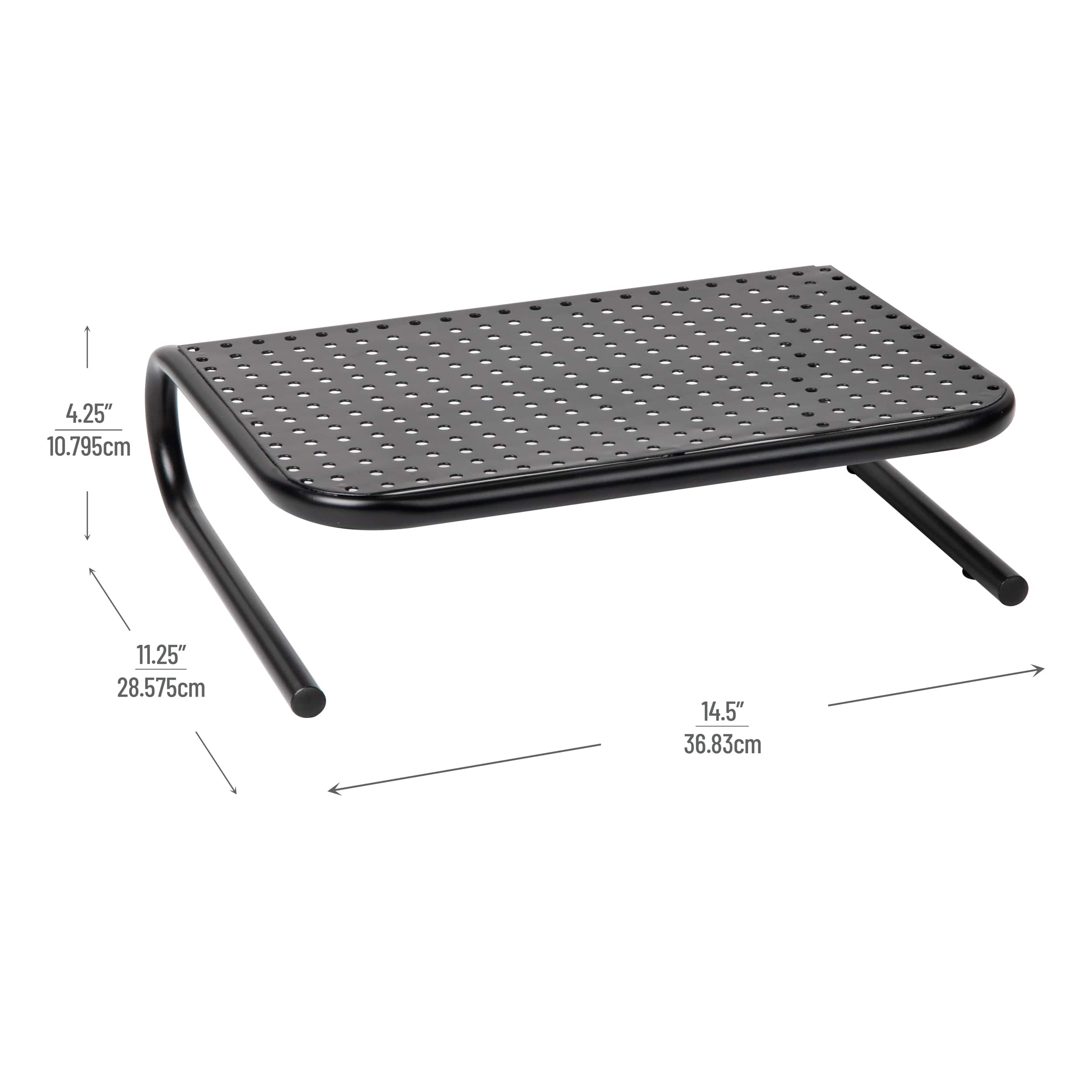 Alt View 12. Mind Reader - Monitor Stand, Ventilated Laptop Riser, Desktop Organizer, Metal, 14.5"L x 11.25"W x 4.25"H, Set of 2 - Black.