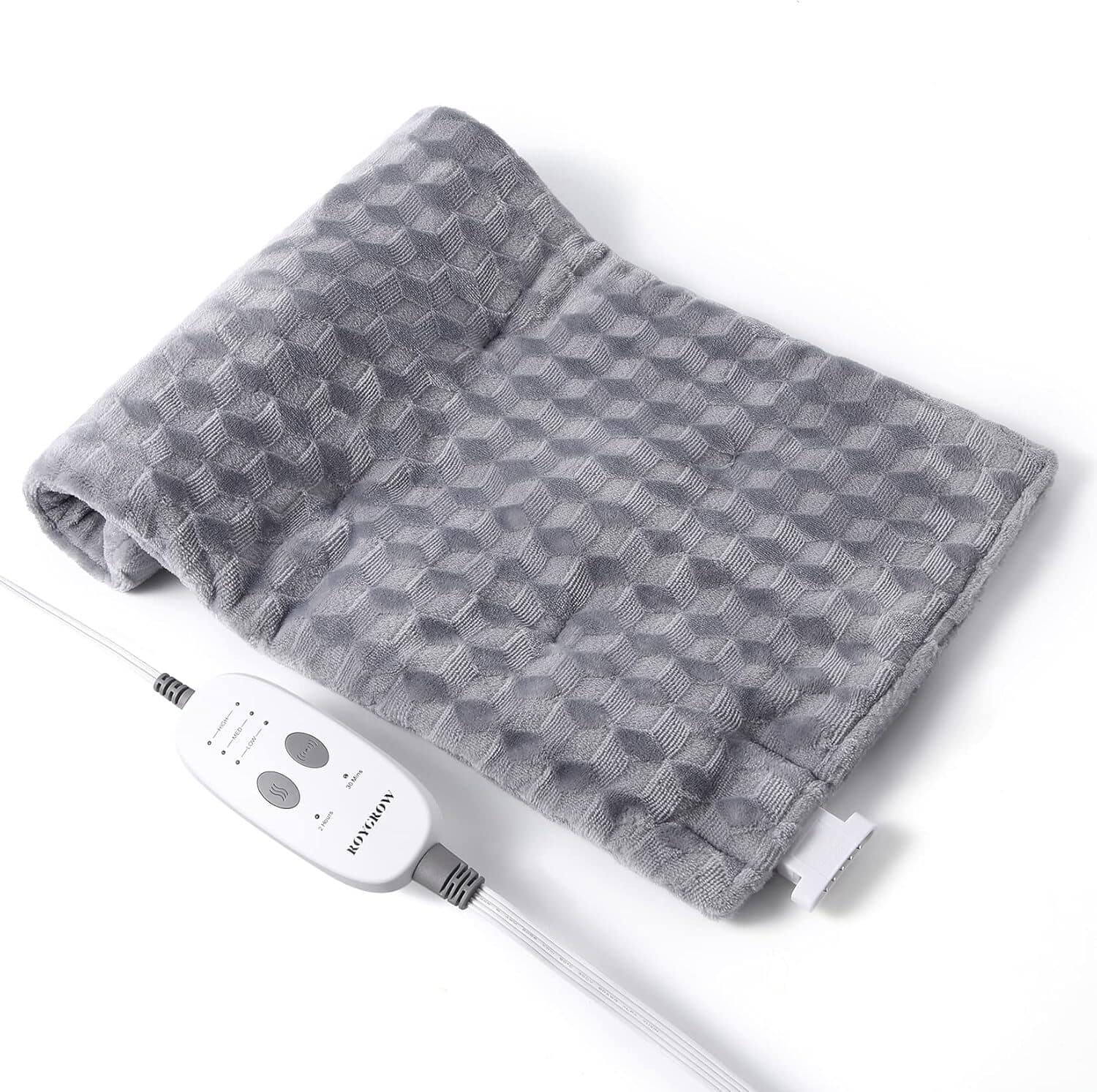 Acekool - 12" x 24" Portable Electric Heating Pad for Back Pain Relief - Gray