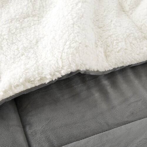 Back. Hivvago - Queen Plush Microfiber Reversible Comforter Set in Grey - Grey.