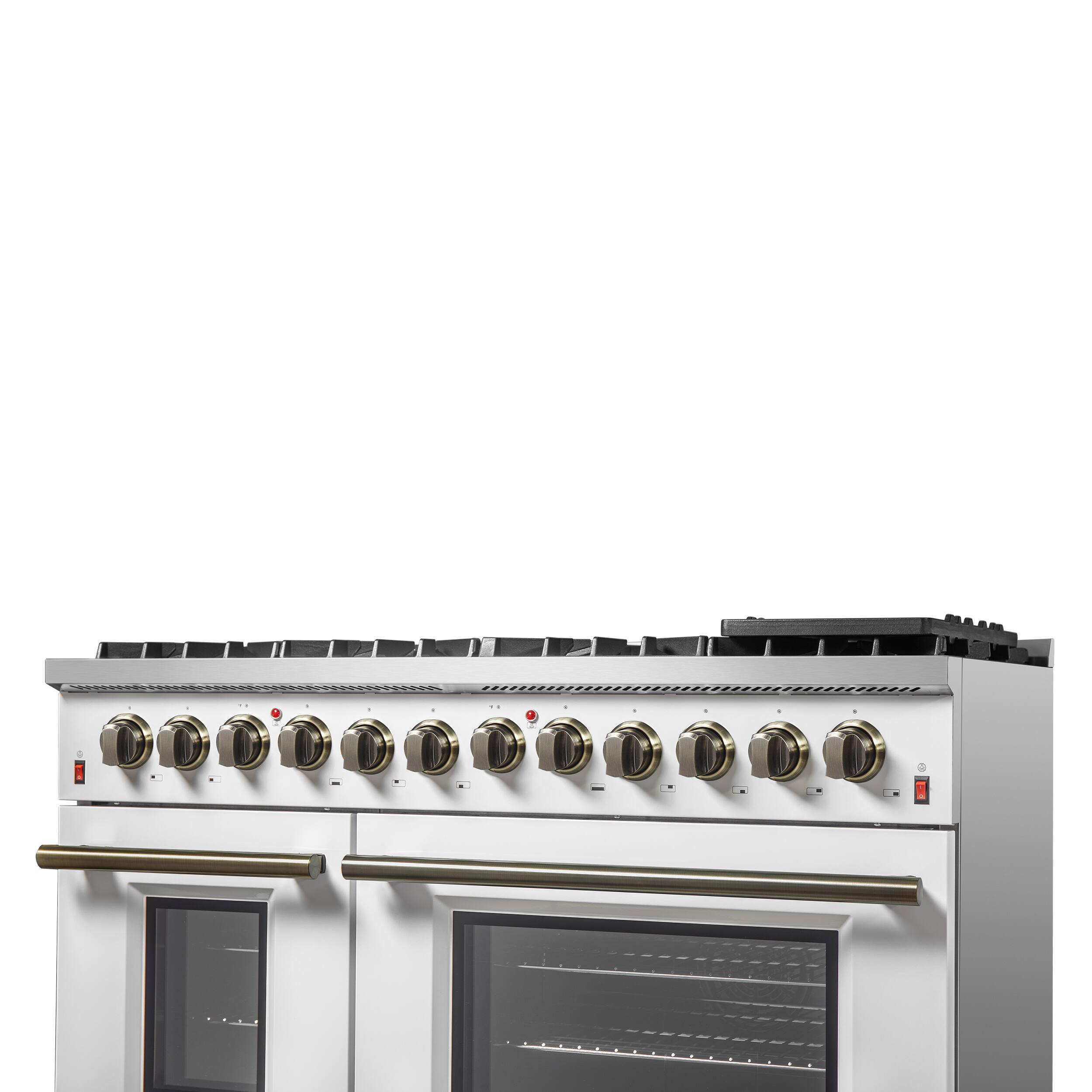 Alt View 7. Forno Appliances - 48 in. Wide 8 Burner Galiano 6.58 Cu. Ft. Freestanding Dual Fuel Range with Convection Oven and Griddle - White Door.