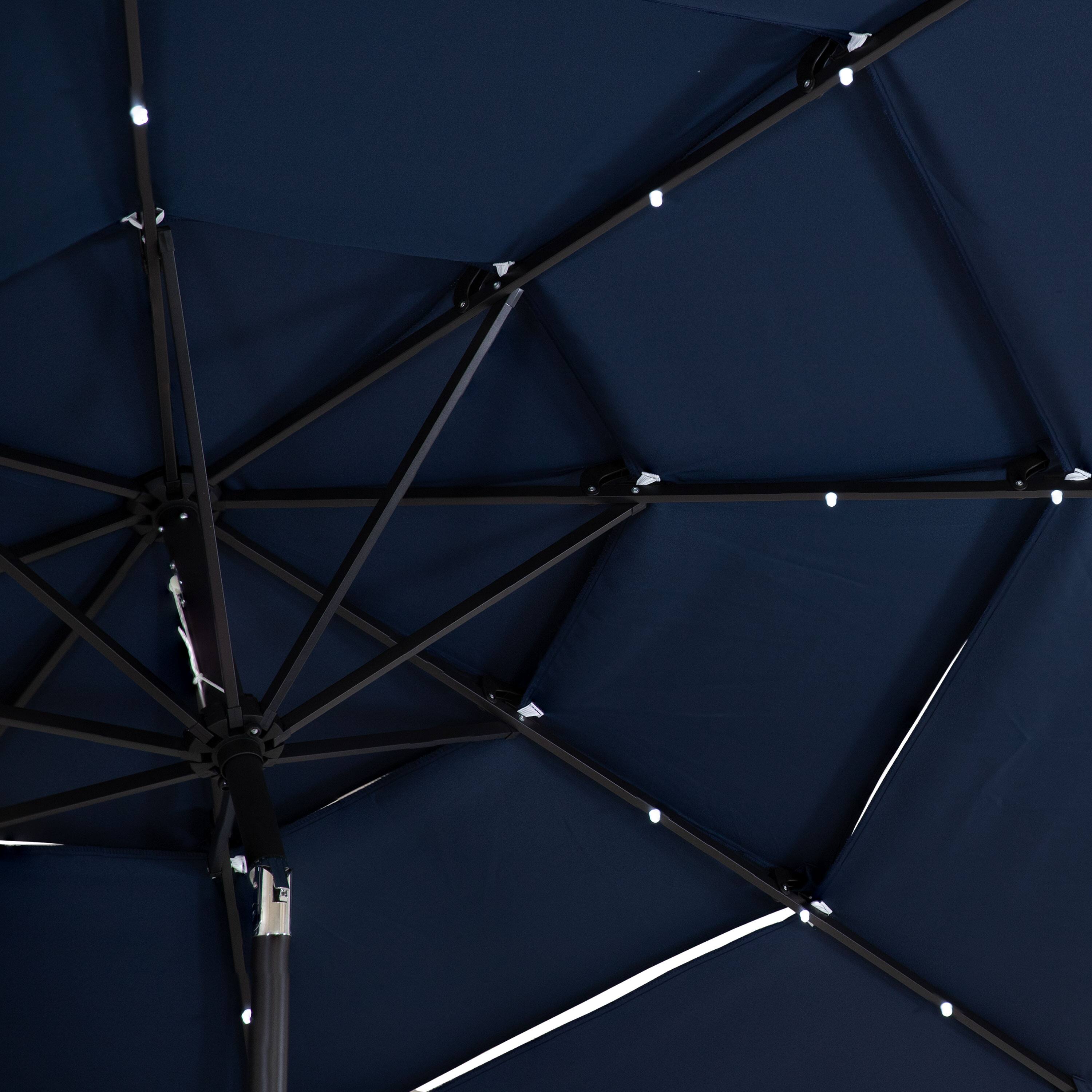 Alt View 10. Sunnydaze - 3-Tier Outdoor Solar Patio Umbrella with Tilt and Crank - Navy Blue.