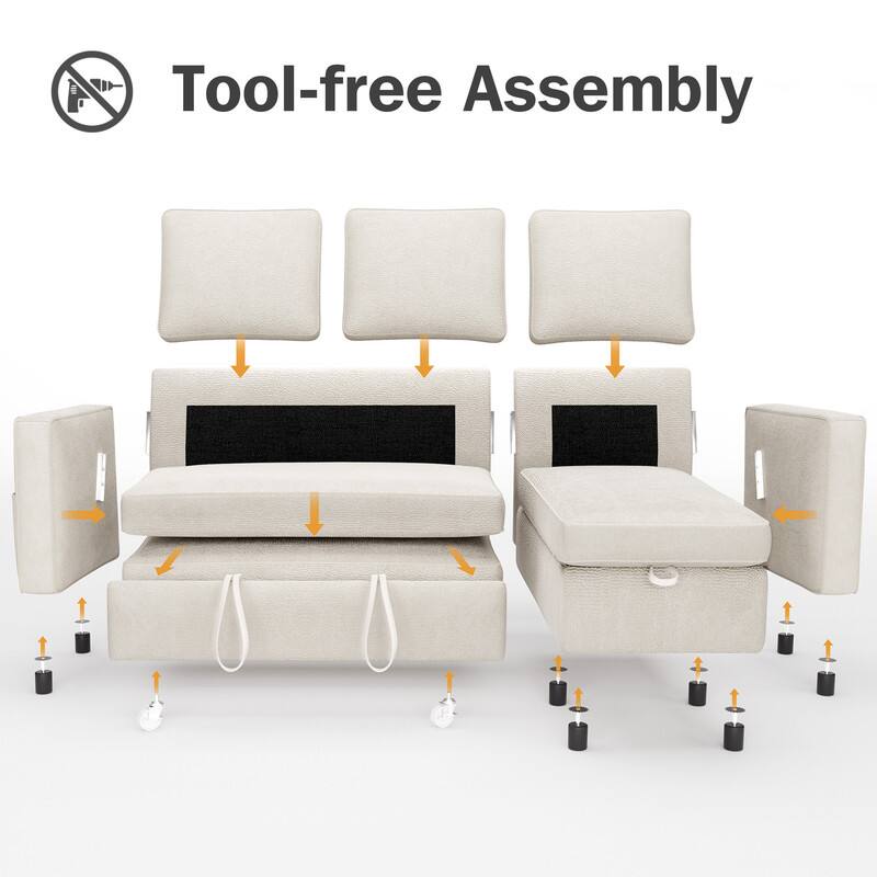 The text on the image is "Tool-free Assembly."