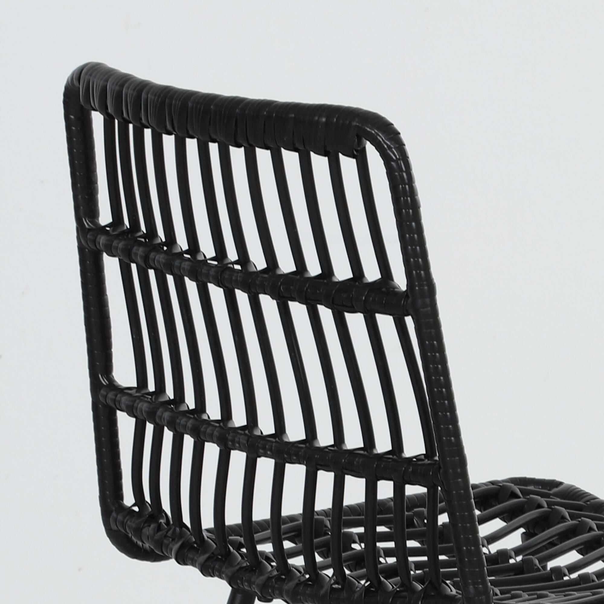 Alt View 8. Homcom - Rattan Counter Height Bar Stools Set of 2, 26" Wicker Barstools with Back, Modern Bar Chairs for Kitchen Island - Black.