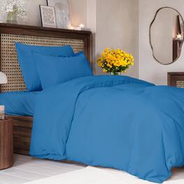 CGK Linens - Luxury Soft Premium Duvet Cover Set - Zipper Closure & Matching Pillow Shams - Twin - Denim Blue