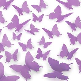 Zulay Kitchen - Zulay 24pcs Removable DIY Decorations 3D Butterfly Wall Decor with 3 Different Sizes - Lavender