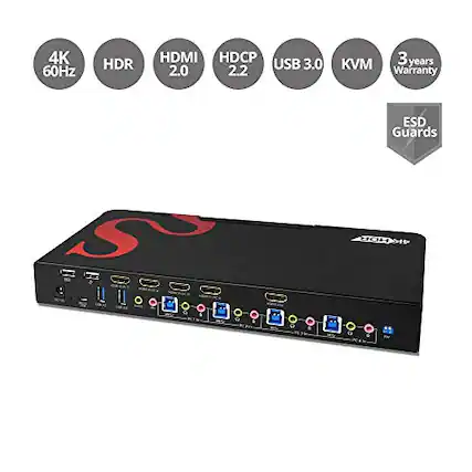4K 60Hz
HDR
HDMI 2.0
HDCP 2.2
USB 3.0
KVM
3 years Warranty
ESD Guards