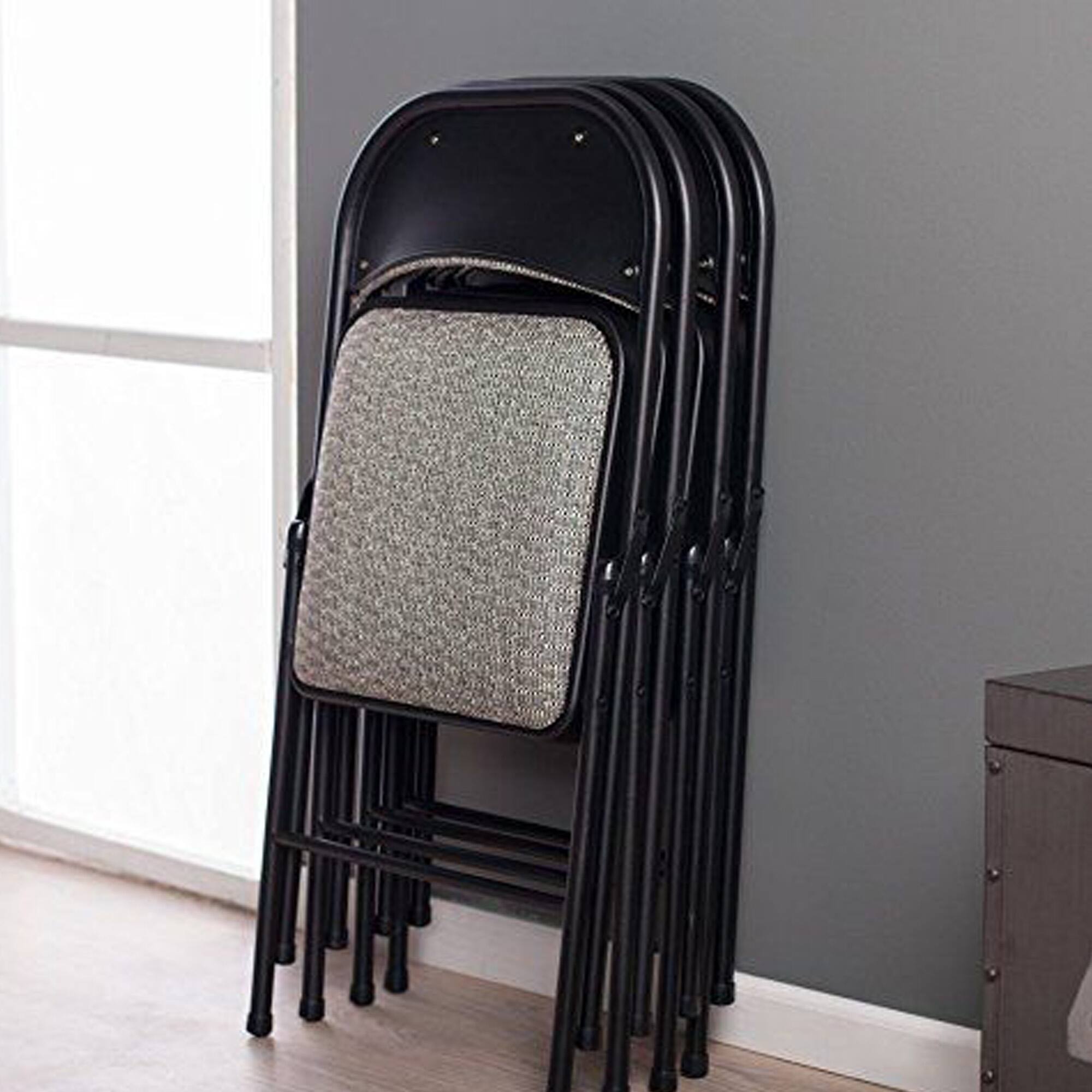 Alt View 4. MECO - MECO Sudden Comfort Deluxe Metal Fabric Padded Folding Chair Set, Black (4 Pack) - Black.