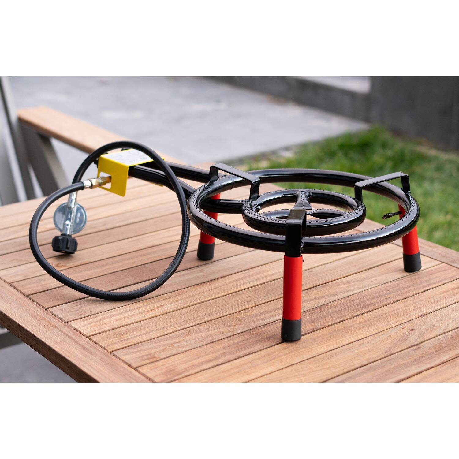 Angle. Ringg - Flame Series Classic Kit with 16" Dual-Ringed Gas Burner, 5" Tabletop Stand for 16 Servings - Multicolored.