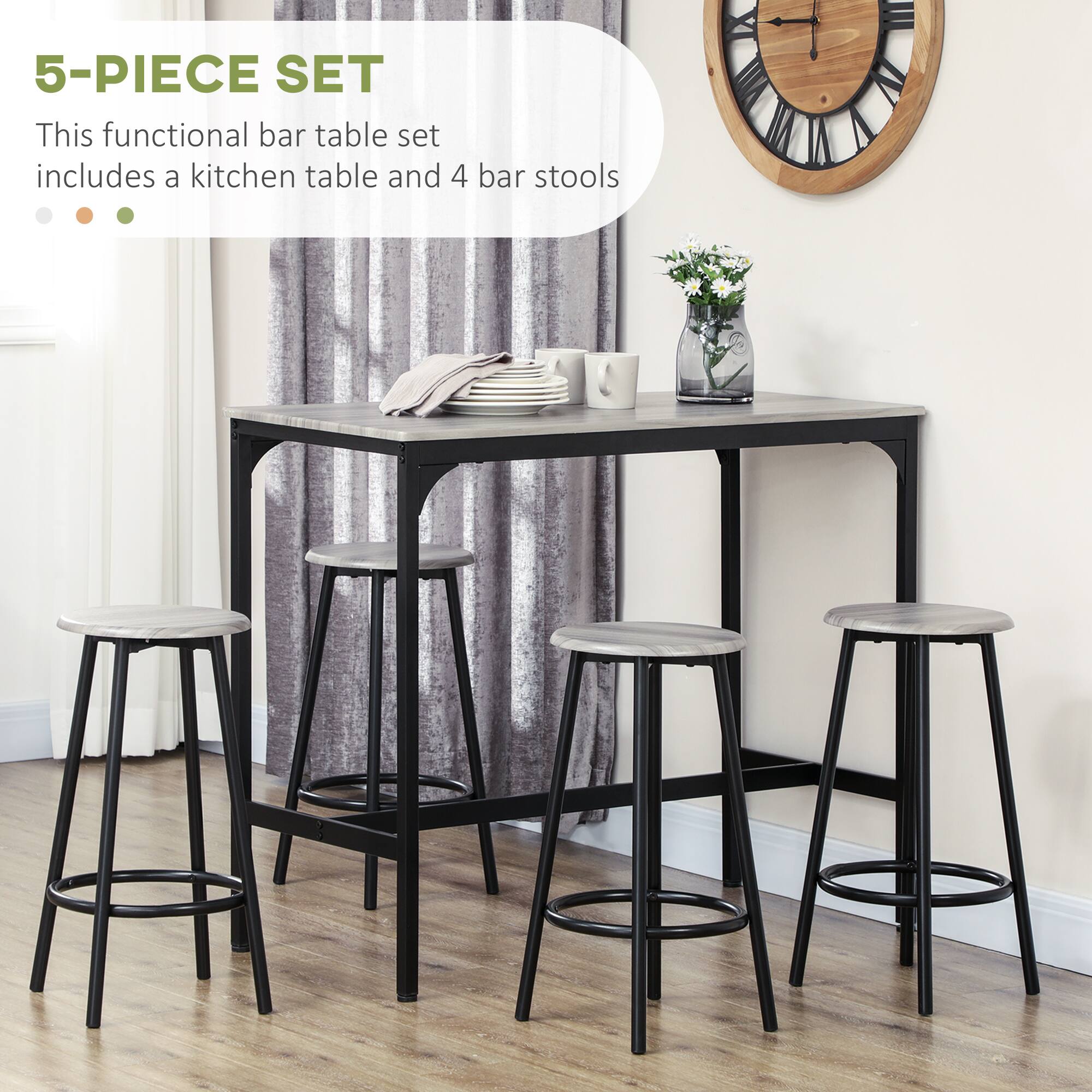 5-PIECE SET
This functional bar table set includes a kitchen table and 4 bar stools