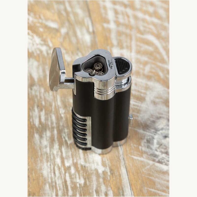 Alt View 2. Prestige - Cyclone Triple Flame Cigar Lighter - Black Finish.