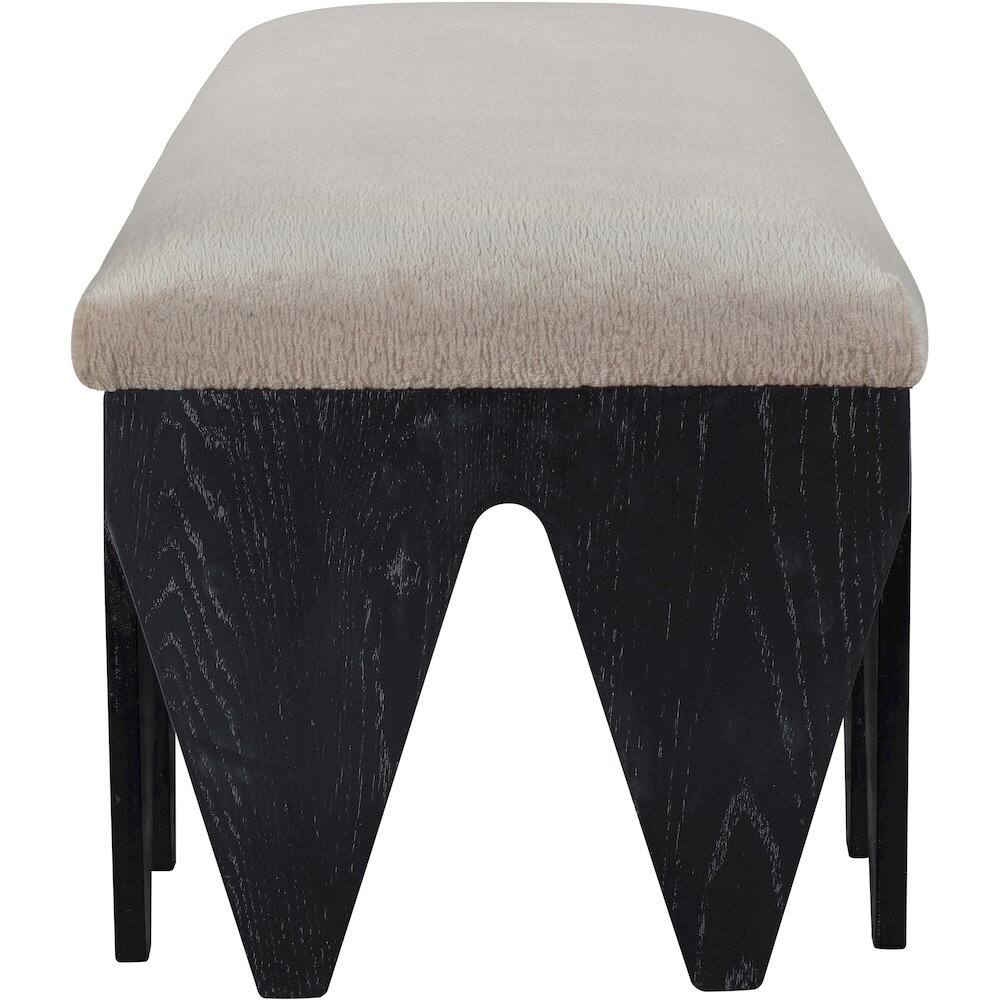 Alt View 3. Meridian Furniture - Altair Beige Velour Fur Fabric Bench - Beige.