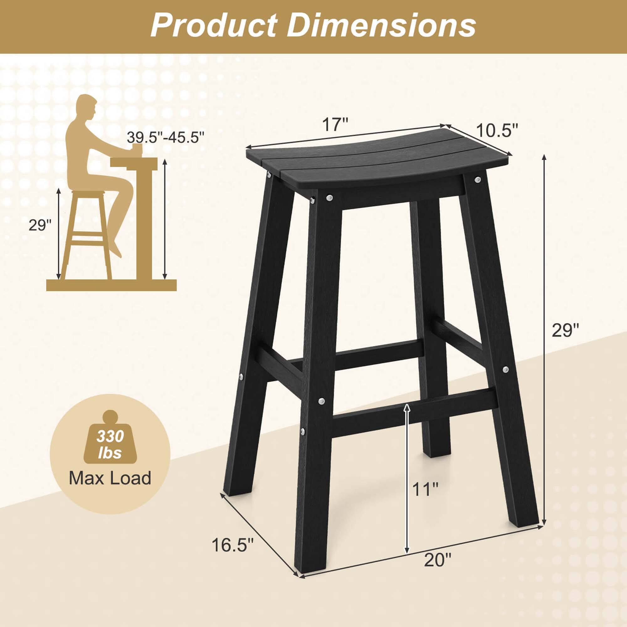 Product Dimensions: 17", 10.5", 39.5"-45.5", 29", 29", 11", 16.5", 20"

Max Load: 330 lbs