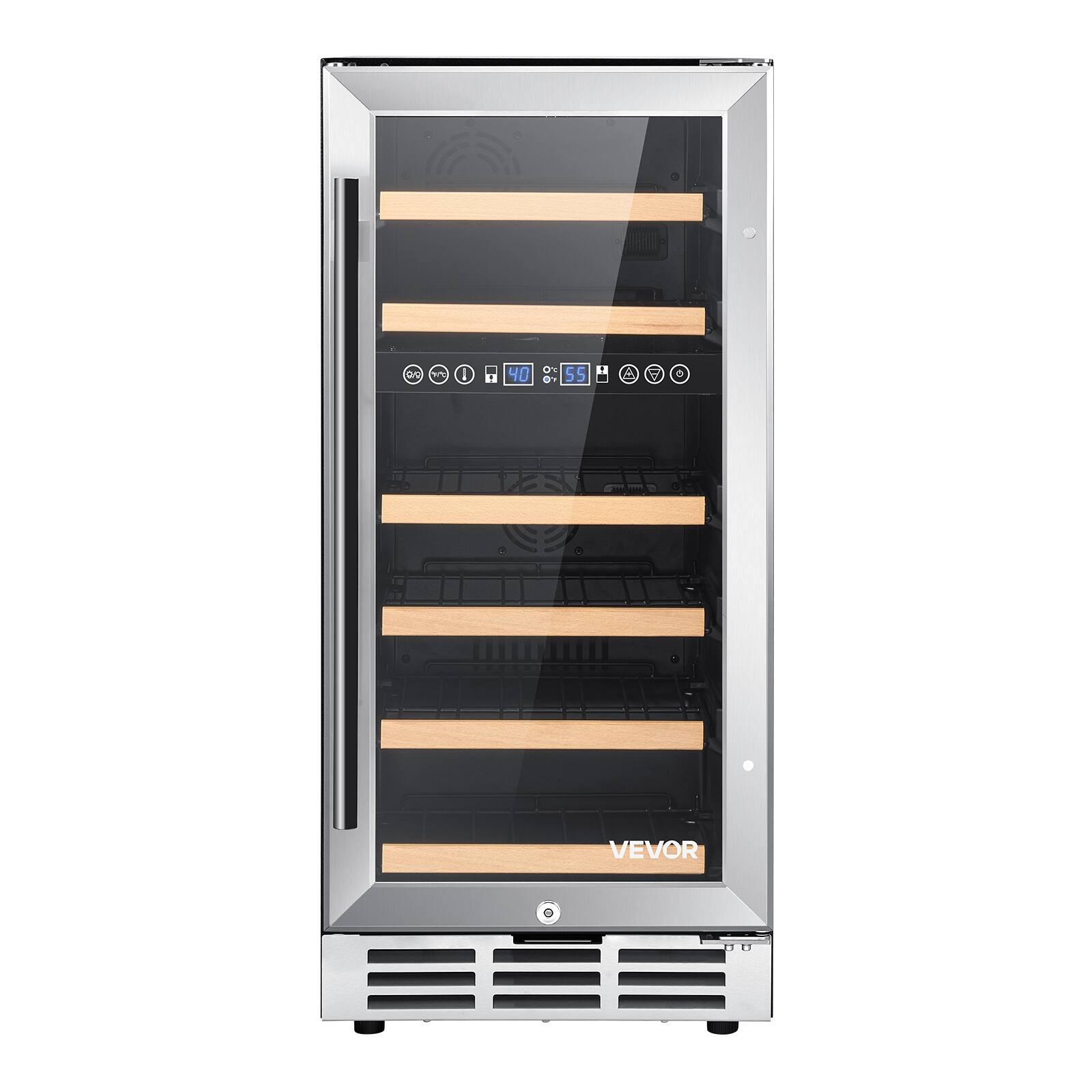 Alt View 5. VEVOR - 15 inch Wine Fridge 28-Bottle Wine Cooler Refrigerator for Home Bar, Dual Zone, Built-in or Freestanding Compressor Wine - Black;Silver.