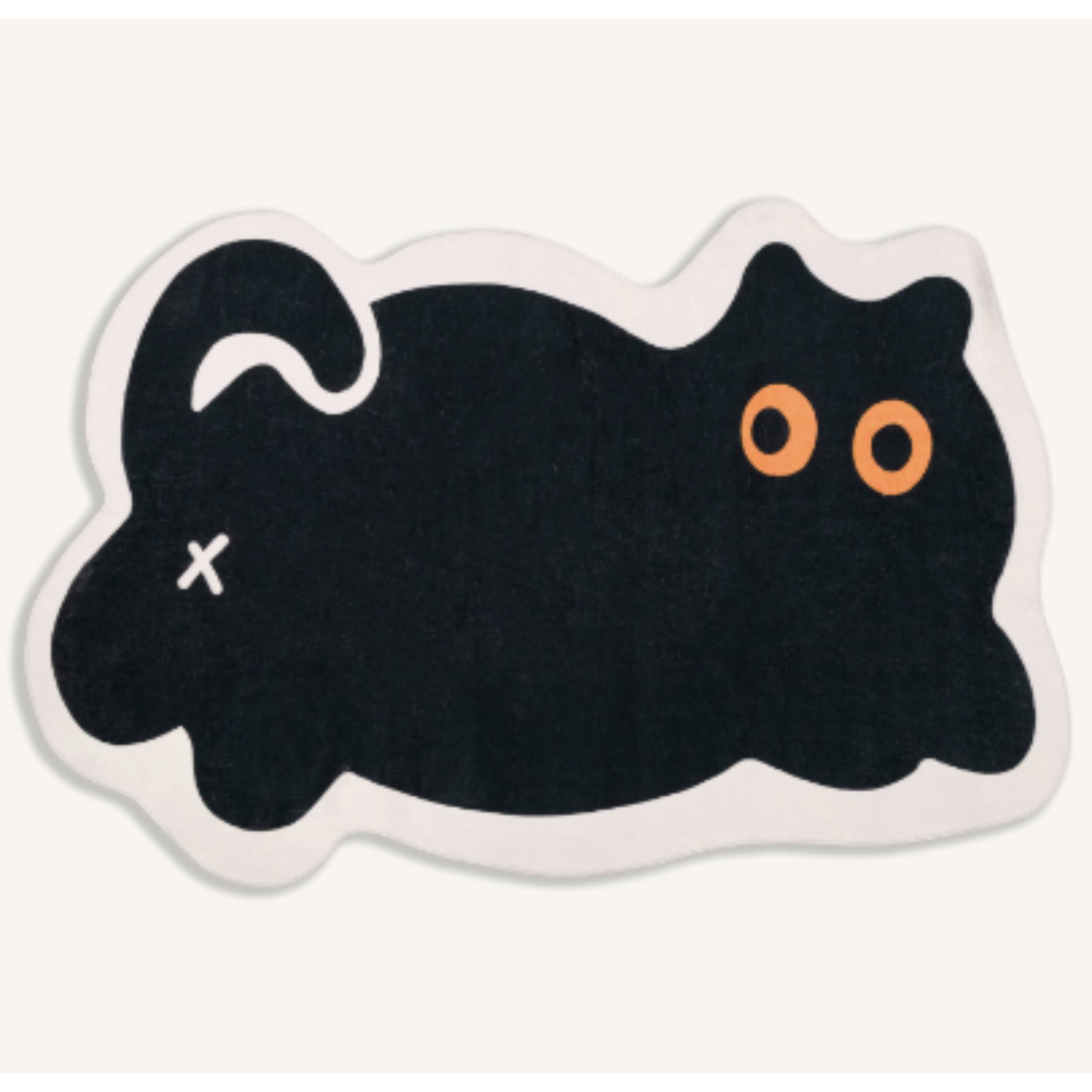 Back. Lanyspace - 4'x6' Area Rug, Washable Rugs, Non-Slip and Tear-Resistant Soft Carpet, Cute Black Cat Rug for Home Decor - Multicolor.
