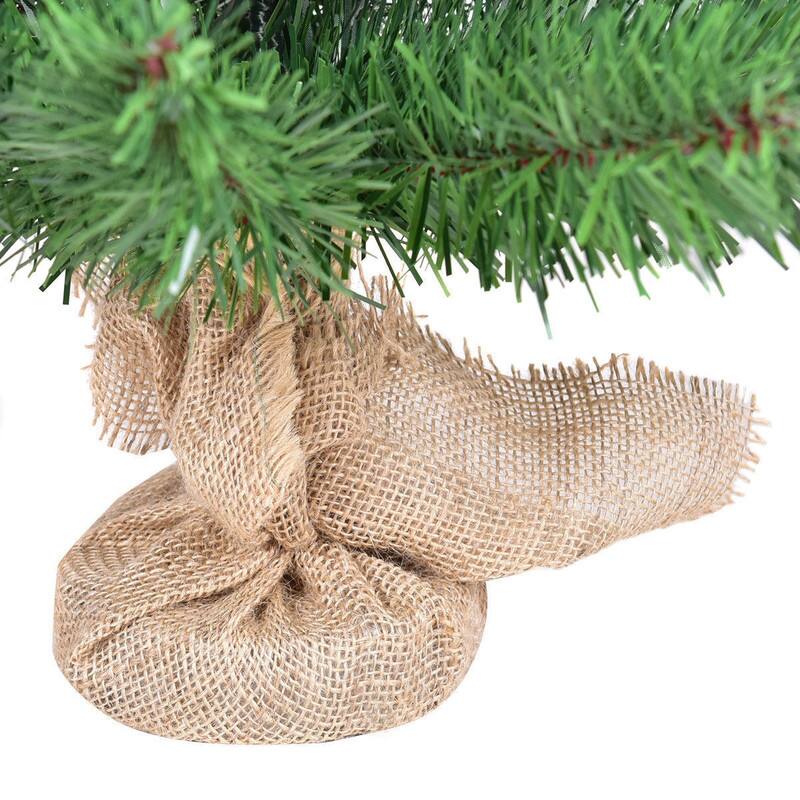 Alt View 2. WELLFOR - 2ft Unlit Table‑Top Mini Artificial Christmas Tree, Xmas Tree with Lush Branch Tips for Desk &Burlap‑Base - Green.
