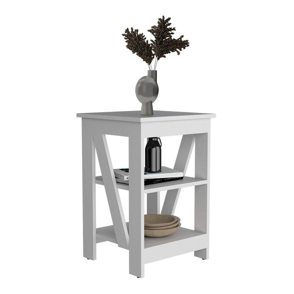 Alt View 1. TuHome - Taylor Side Table White MDF - Black.