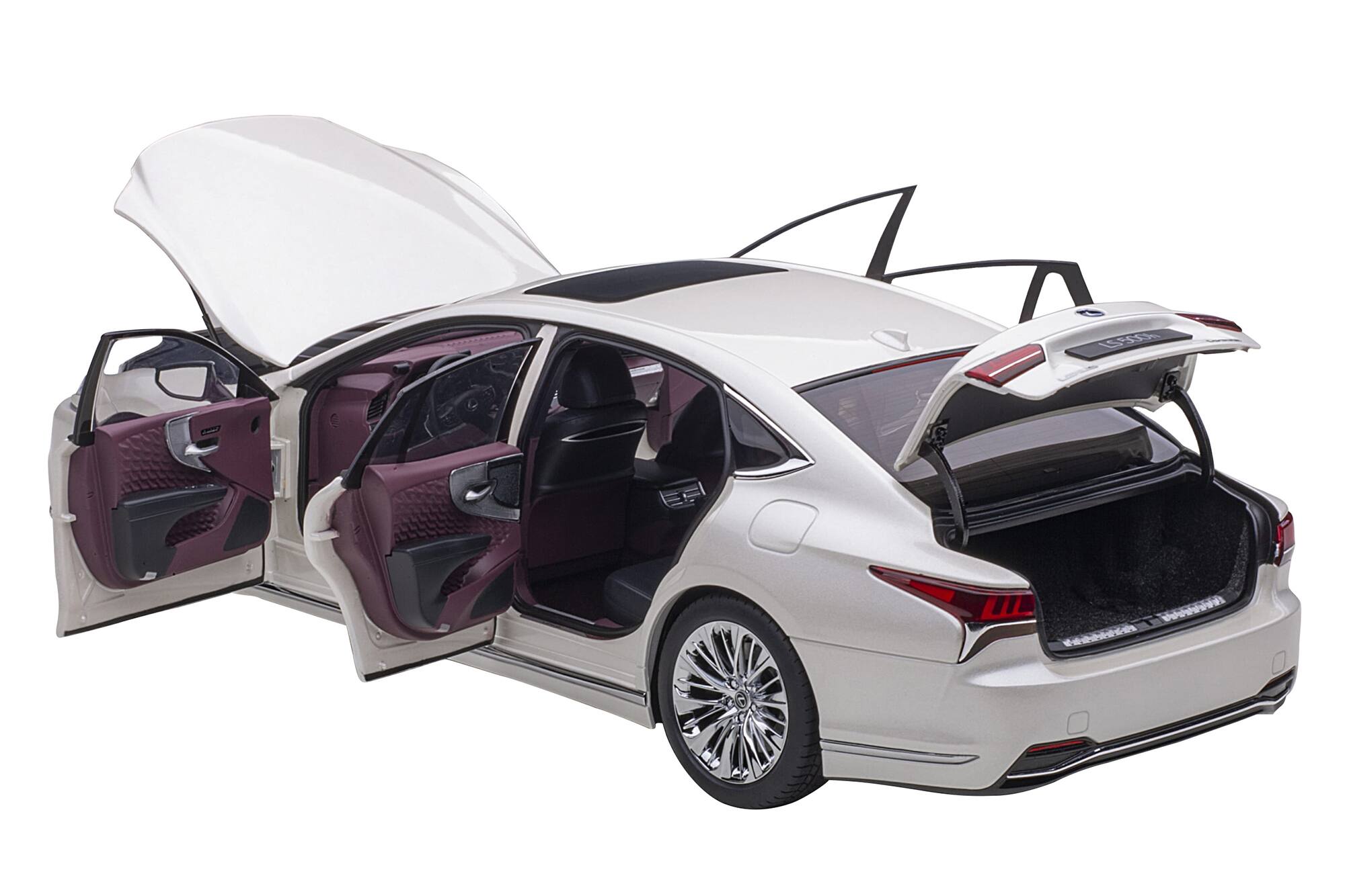 Alt View 1. Autoart - Lexus LS500h Sonic White Metallic with Crimson and Black Interior 1/18 Model Car by Autoart.