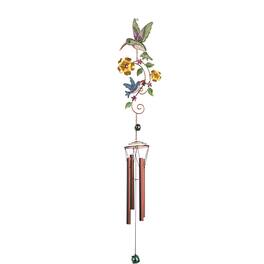 FC Design - 34" Long Hummingbird with Flower Suncatcher Wind Chime Outdoor Patio or Garden Hanging Decoration - Multi-Color