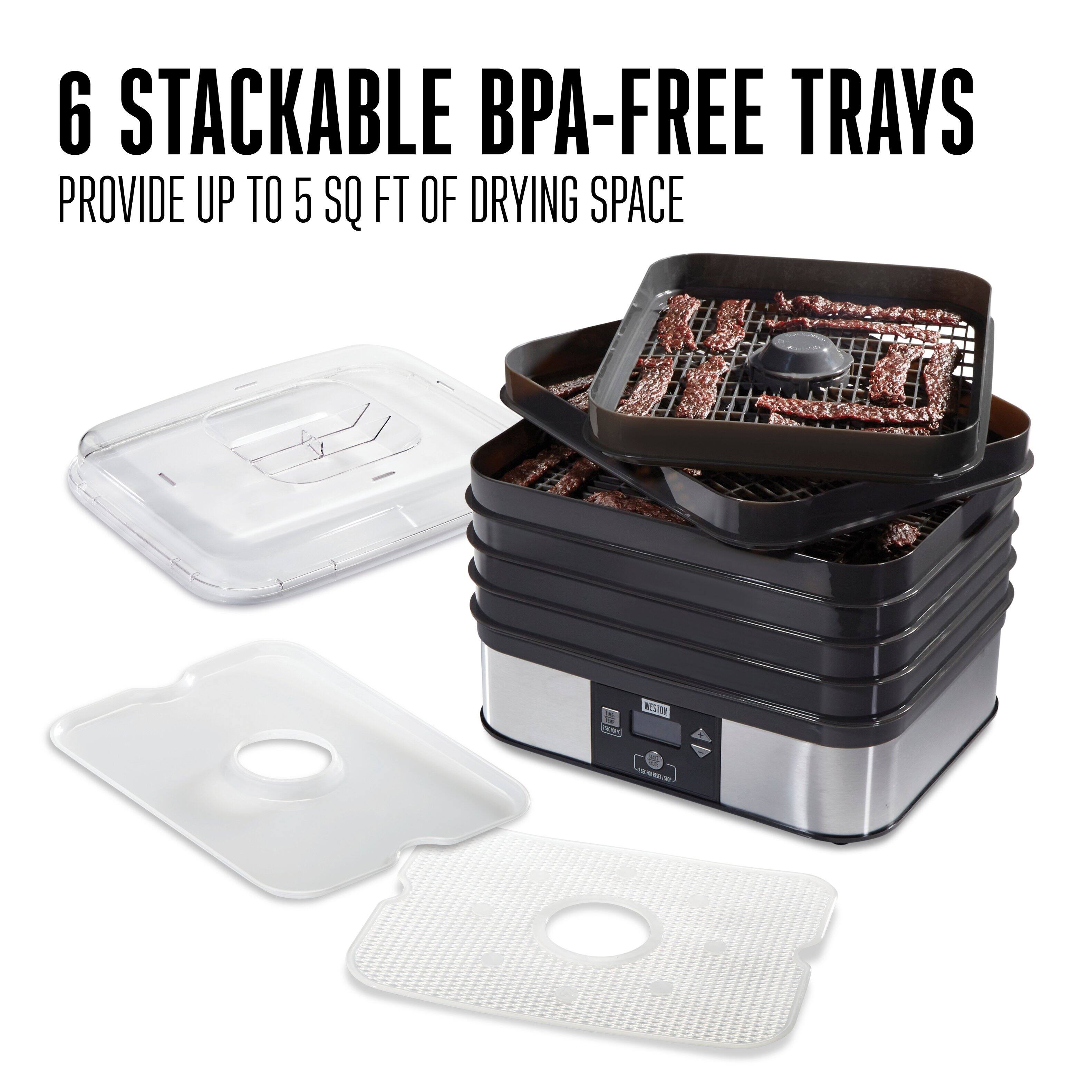 6 STACKABLE BPA-FREE TRAYS  
PROVIDE UP TO 5 SQ FT OF DRYING SPACE