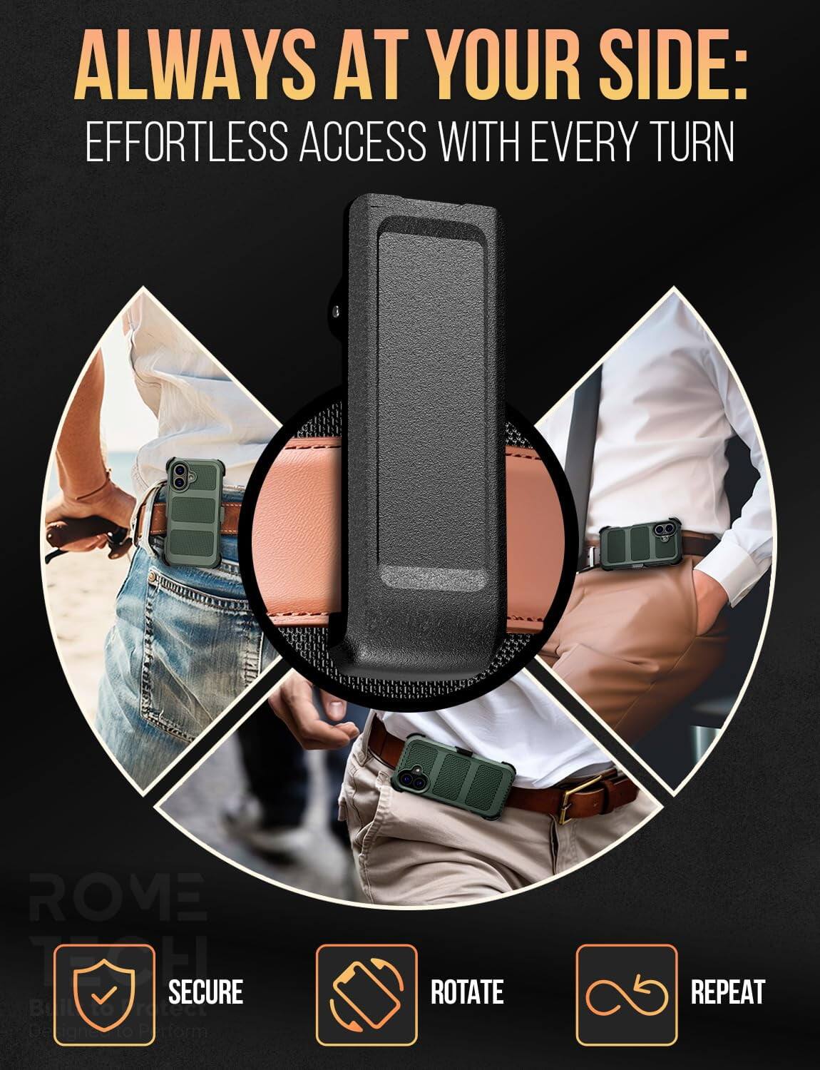 ALWAYS AT YOUR SIDE:  
EFFORTLESS ACCESS WITH EVERY TURN

- SECURE
- ROTATE
- REPEAT