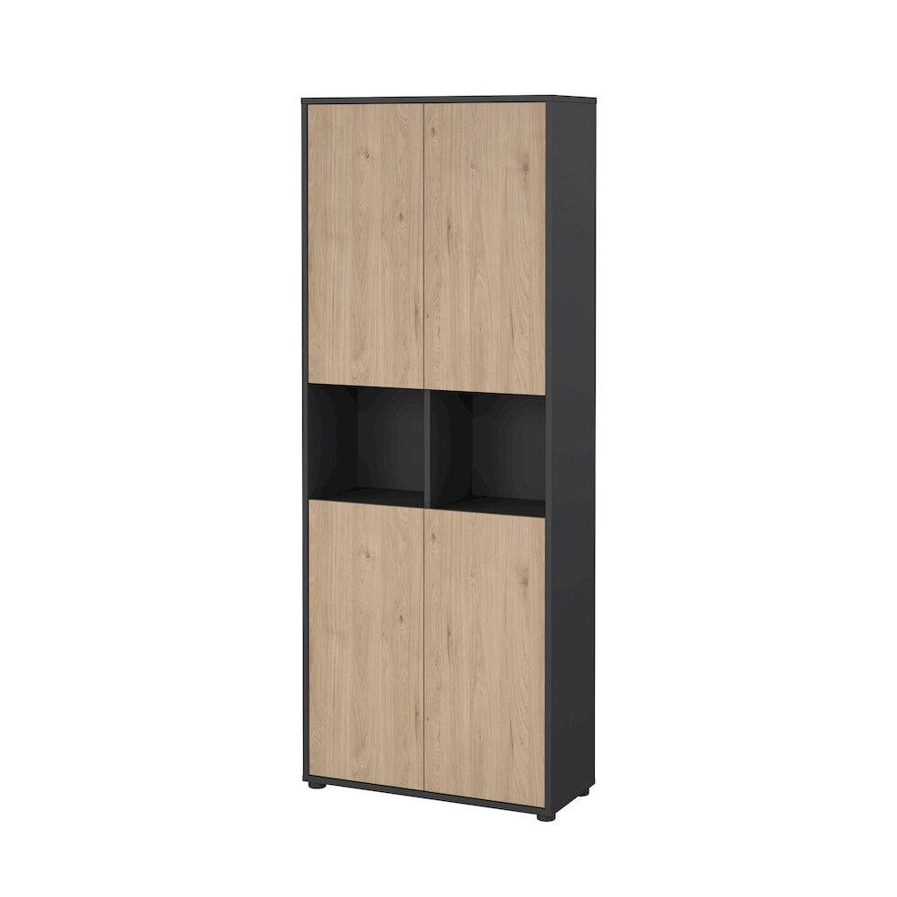 Angle. Tvilum - 6 Shelf Boockase with 4 Doors, Home Office Storage - Gray.