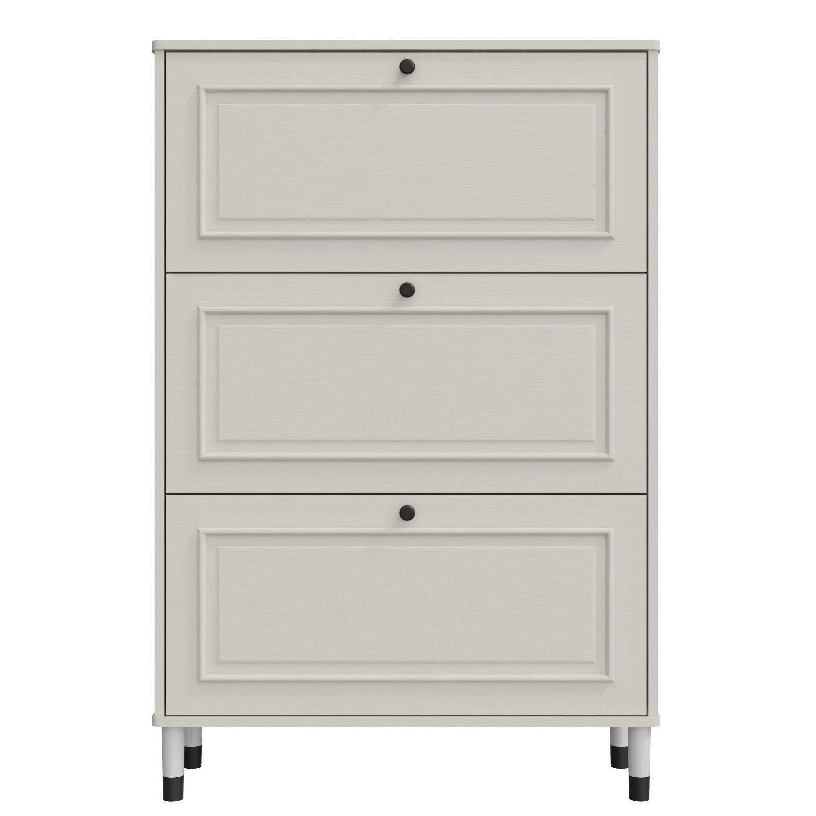 Front. Halitaa - Shoes Storage Cabinet for Entryway - Stylish Flip-Door Design,Capacity 24 Pairs, Space-Saving for Hallways/Behind Doors - White.