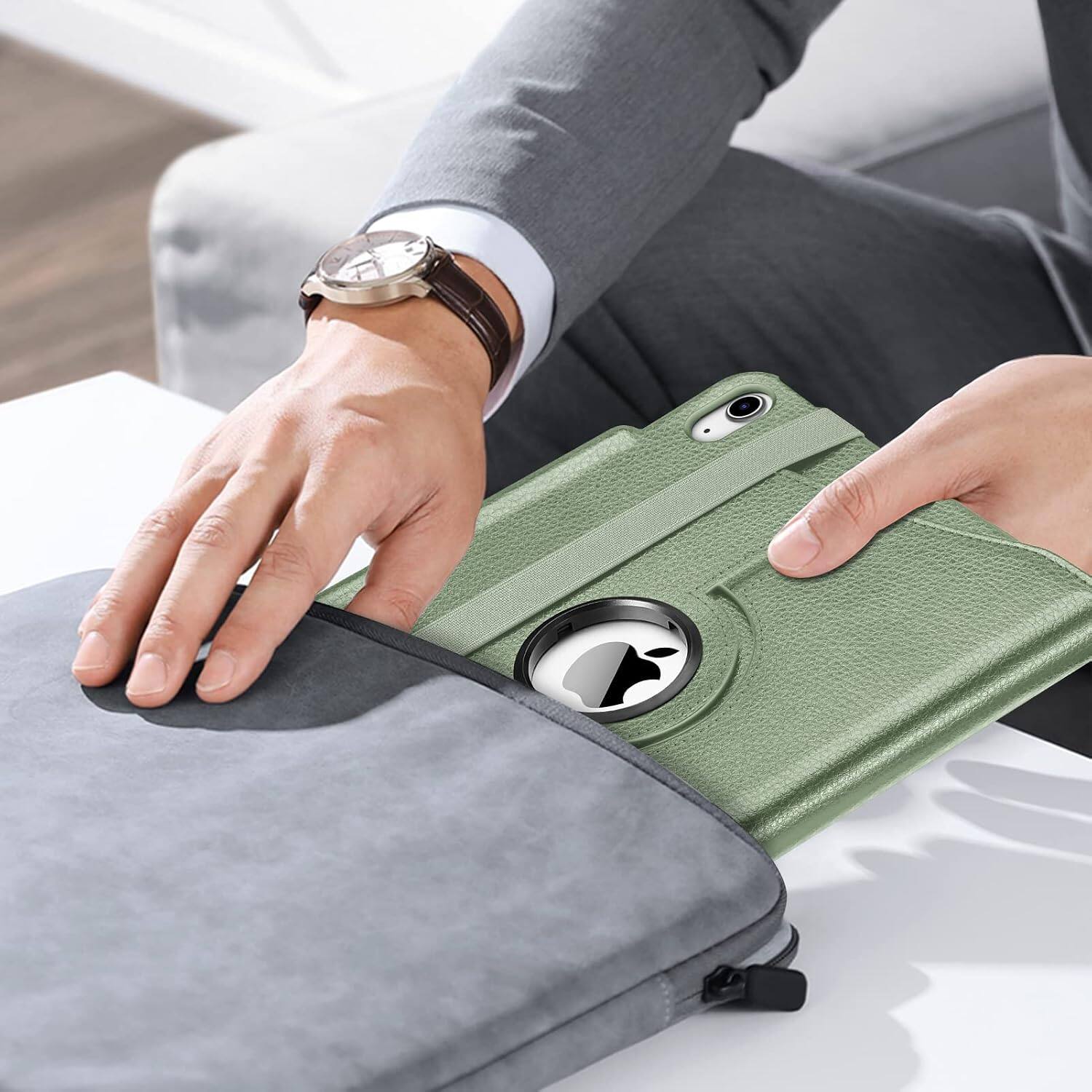 Alt View 4. Fintie - Rotating Case for iPad (A16) 11-inch 2025 and iPad 10th Gen 10.9 inch 2022, 360° Swivel Stand Magnetic Shockproof Cover - Sage Green.