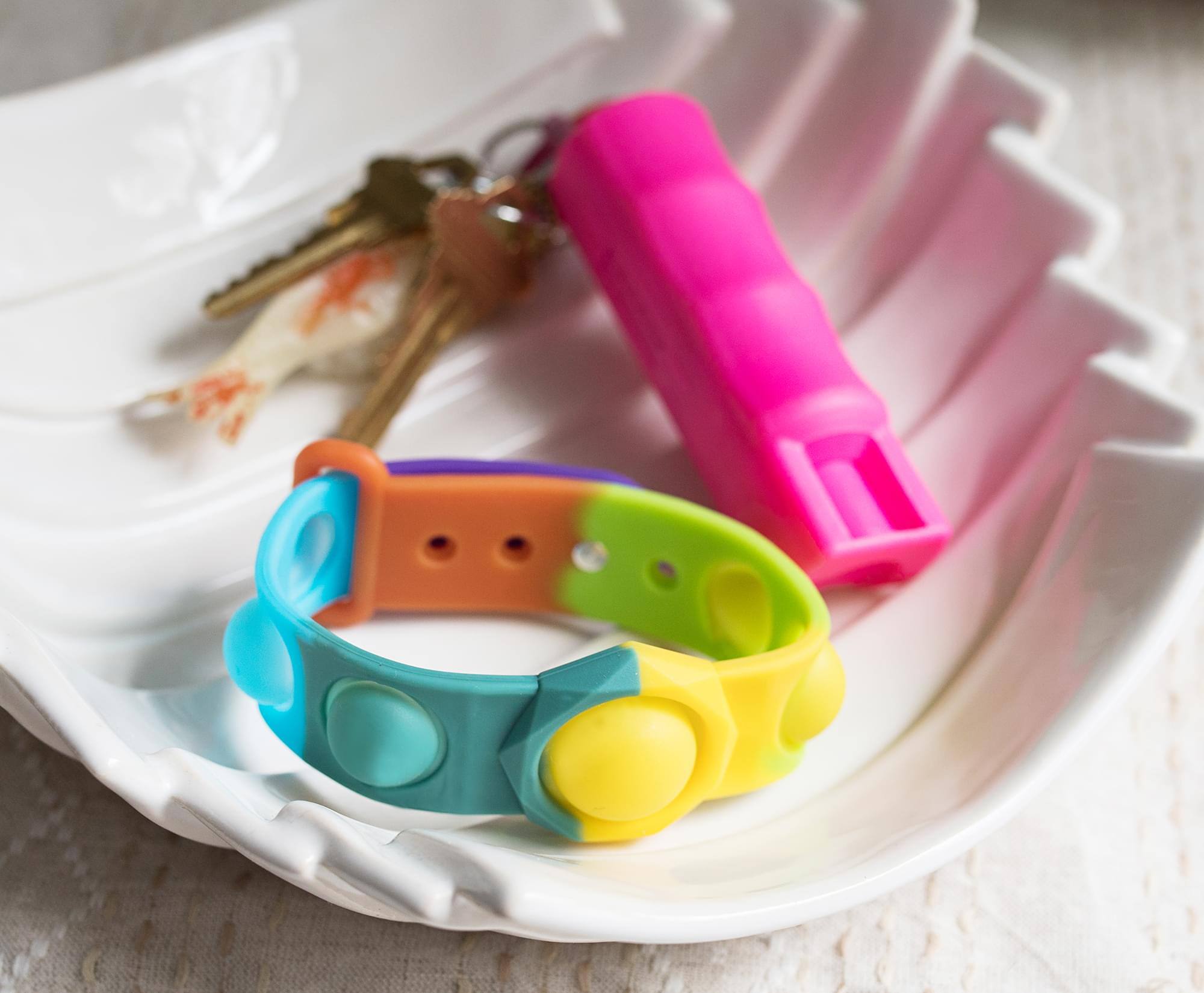 Alt View 4. Toynk - Push Pop Fidget Toy 6-Button Bracelet | Rainbow - Rainbow.