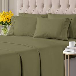 CGK Linens - Ultra Soft Solid 6 Piece Sheet Set - Comfortable Bed Sheets & Extra Pillowcases - Sage Green
