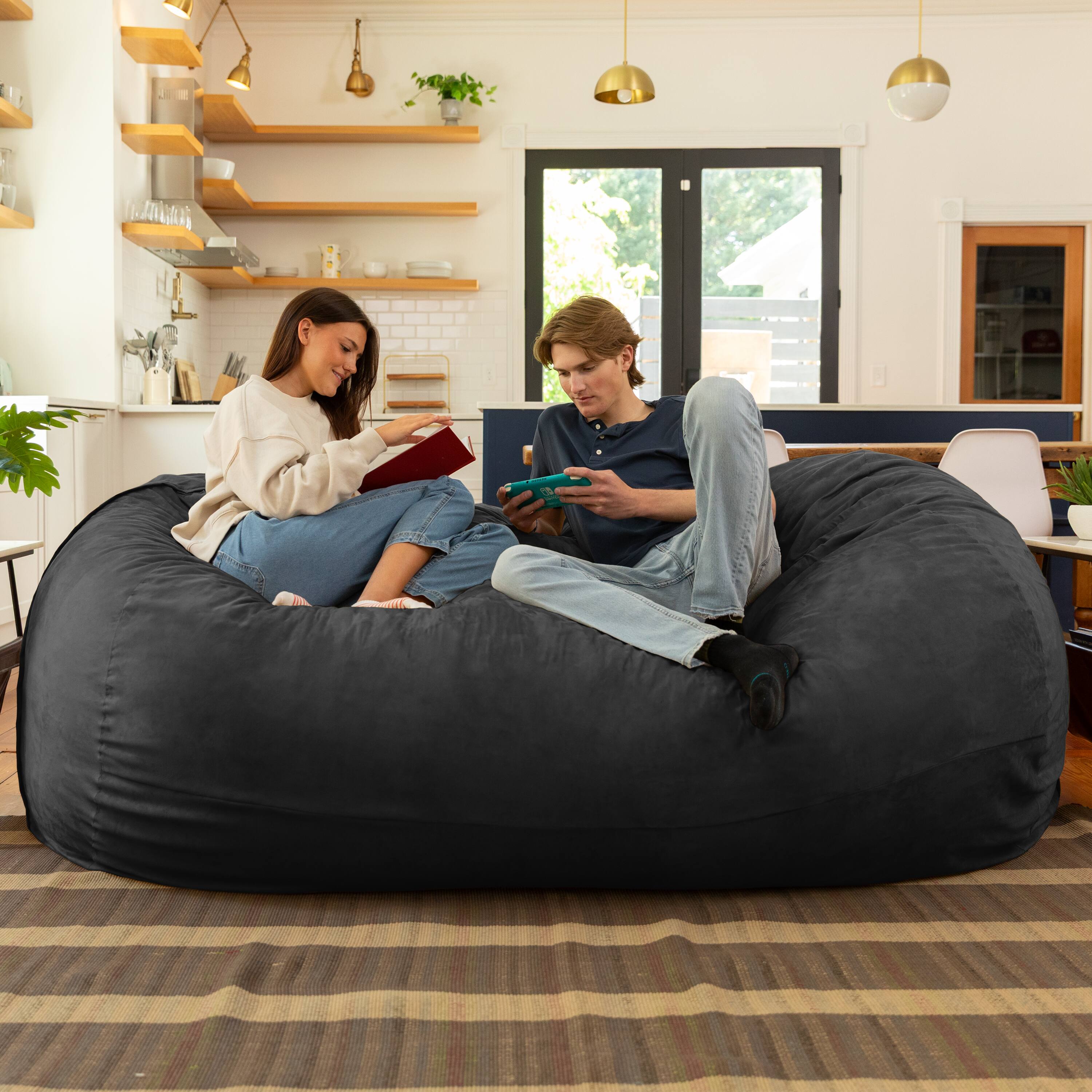 Alt View 1. Jaxx - Jaxx 7 Foot Giant Bean Bag Sofa, Black - Black.