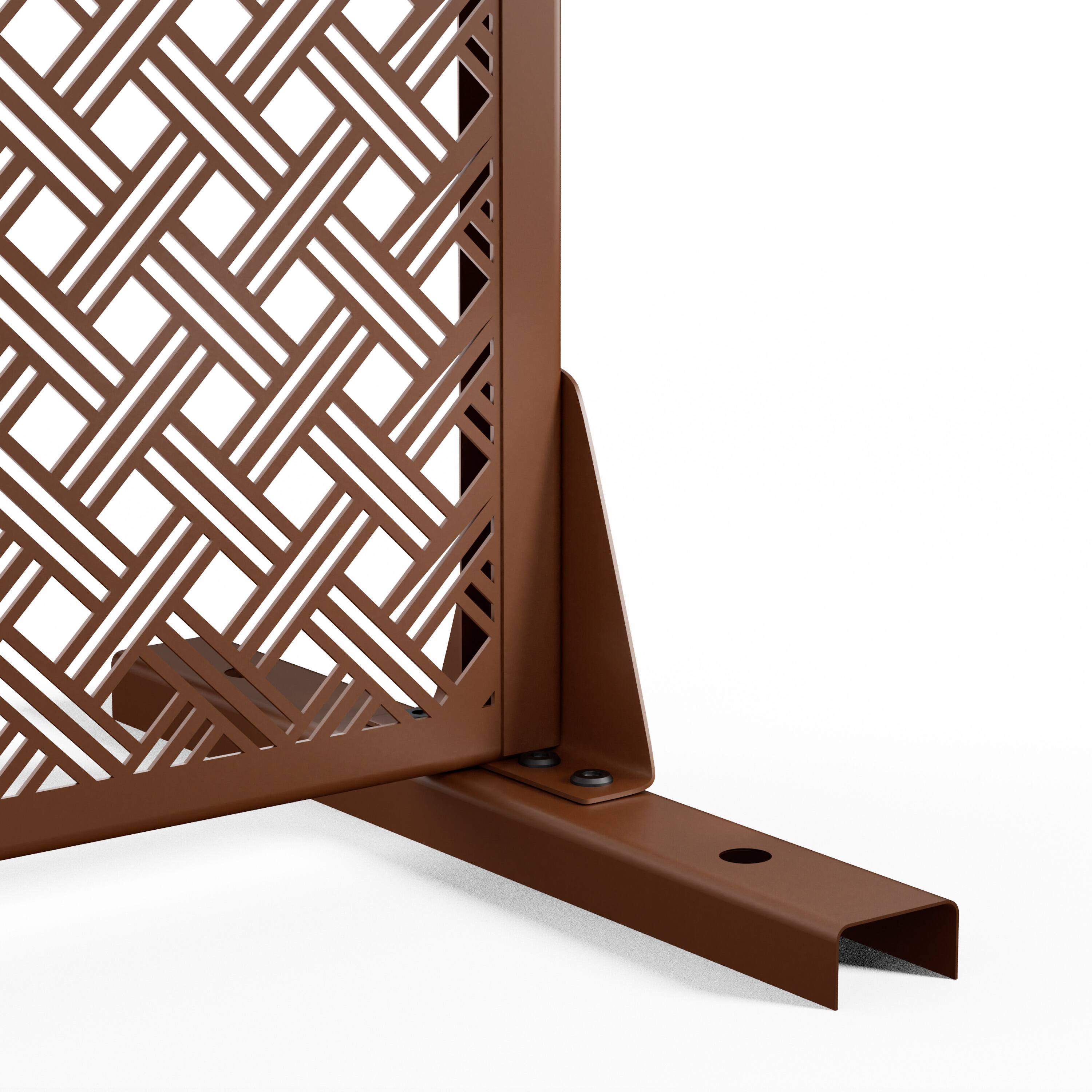 Alt View 2. PexFix - 72 in. x 47 in. Jason Pattern Metal Outdoor Privacy Screen & Panels, Freestanding Garden Divider Fence - Brown.