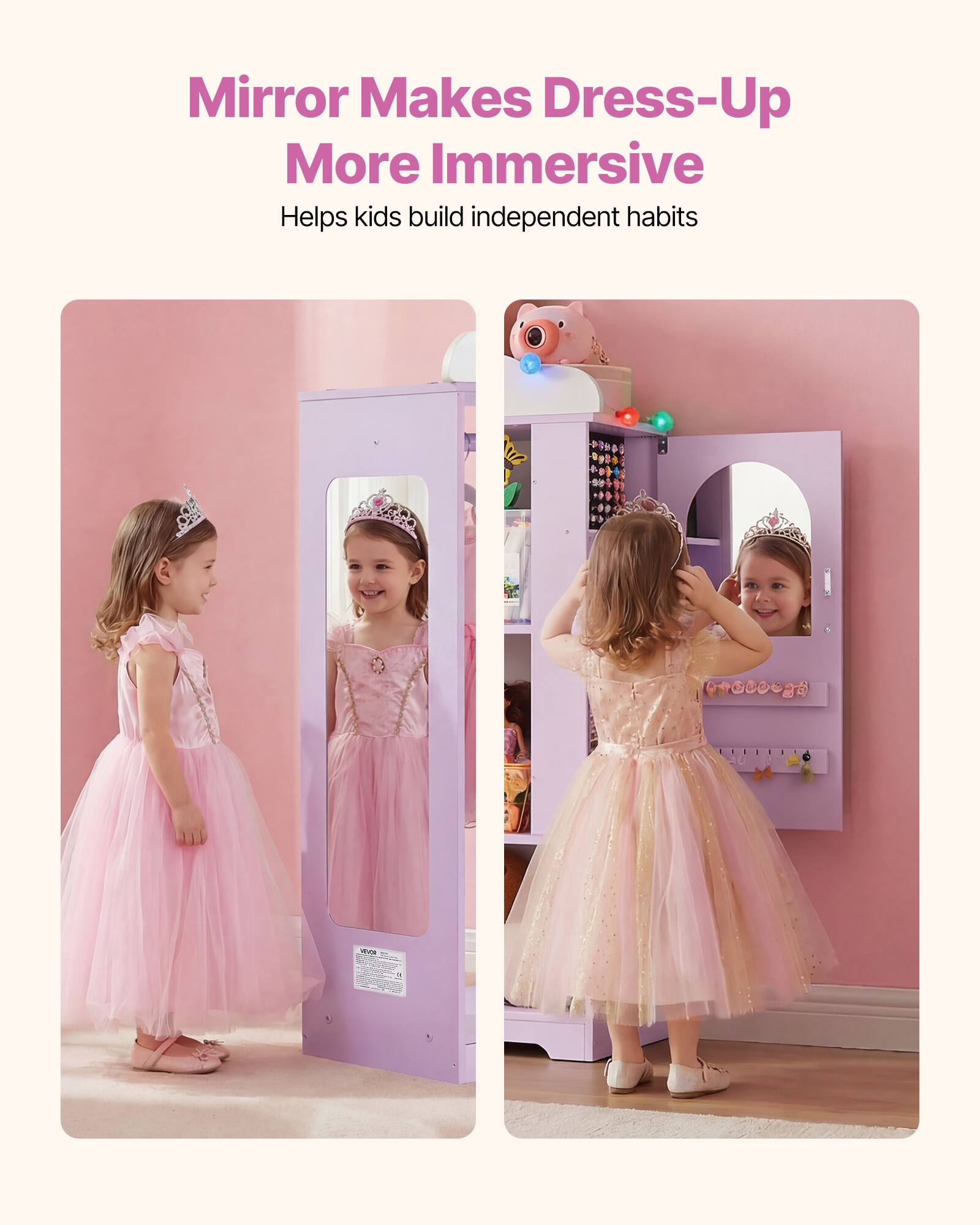 Mirror Makes Dress-Up More Immersive  
Helps kids build independent habits
