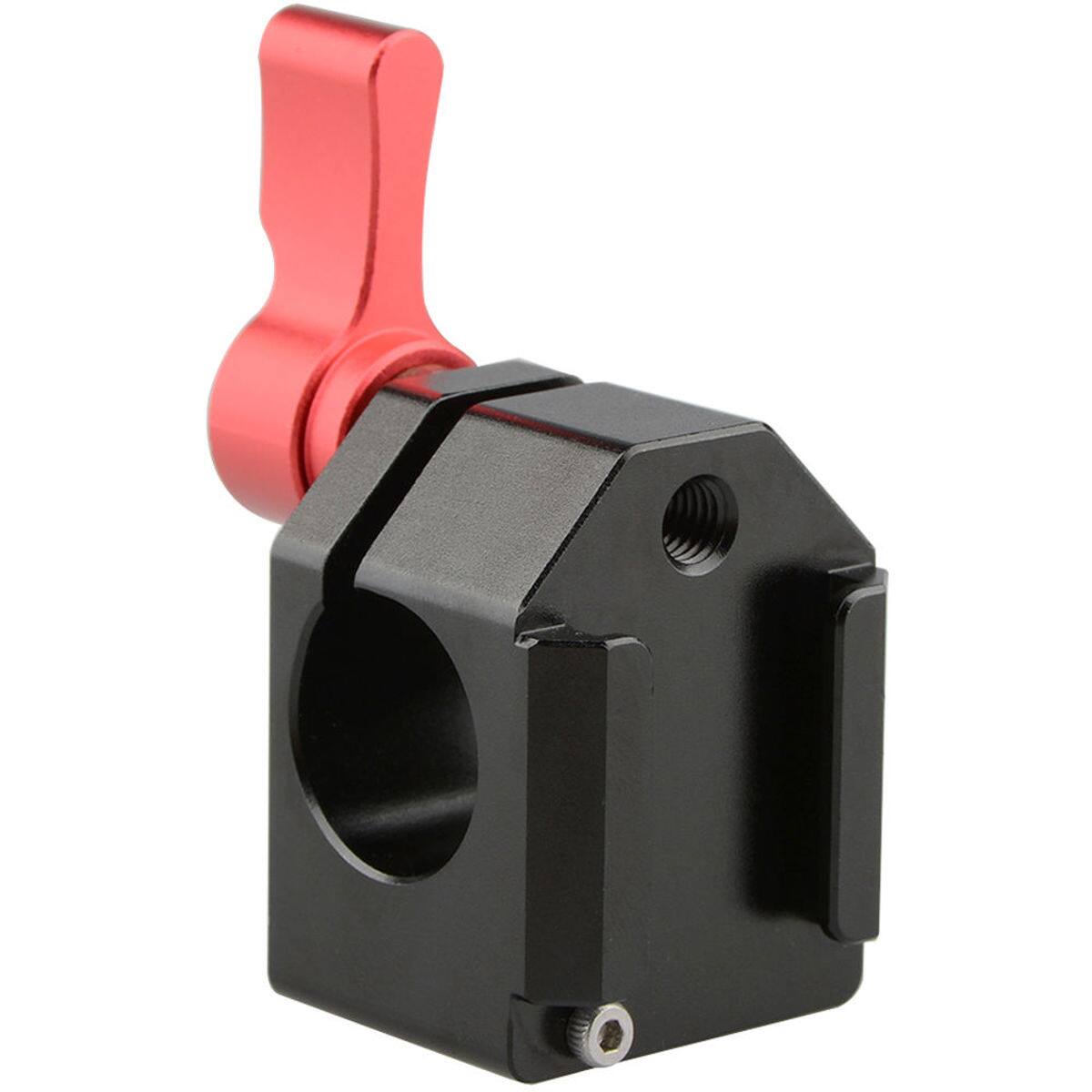 Alt View 2. CAMVATE - CAMVATE 15mm Rod Clamp with Cold Shoe, Red Knob.