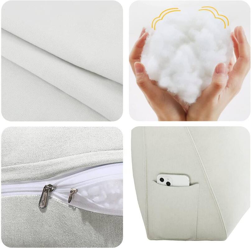 Alt View 2. wowmax - King Size Wedge Headboard Pillow - Oversized Bed Rest Pillow with Removable White Cover for Sitting Up in Bed - White.