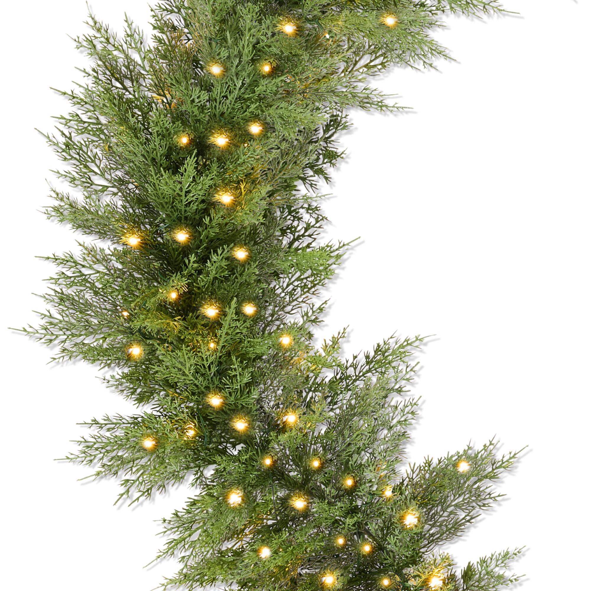 Best Choice Products - Pre-Lit Cedar Cypress Christmas Realistic Garland w/ Twinkling LEDs - Green