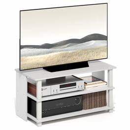 Furinno - SULLY TV Stand, Entertainment Center with Open Shelf for TV up to 40 Inch, TV Console, Open Frame for Cable Management - White