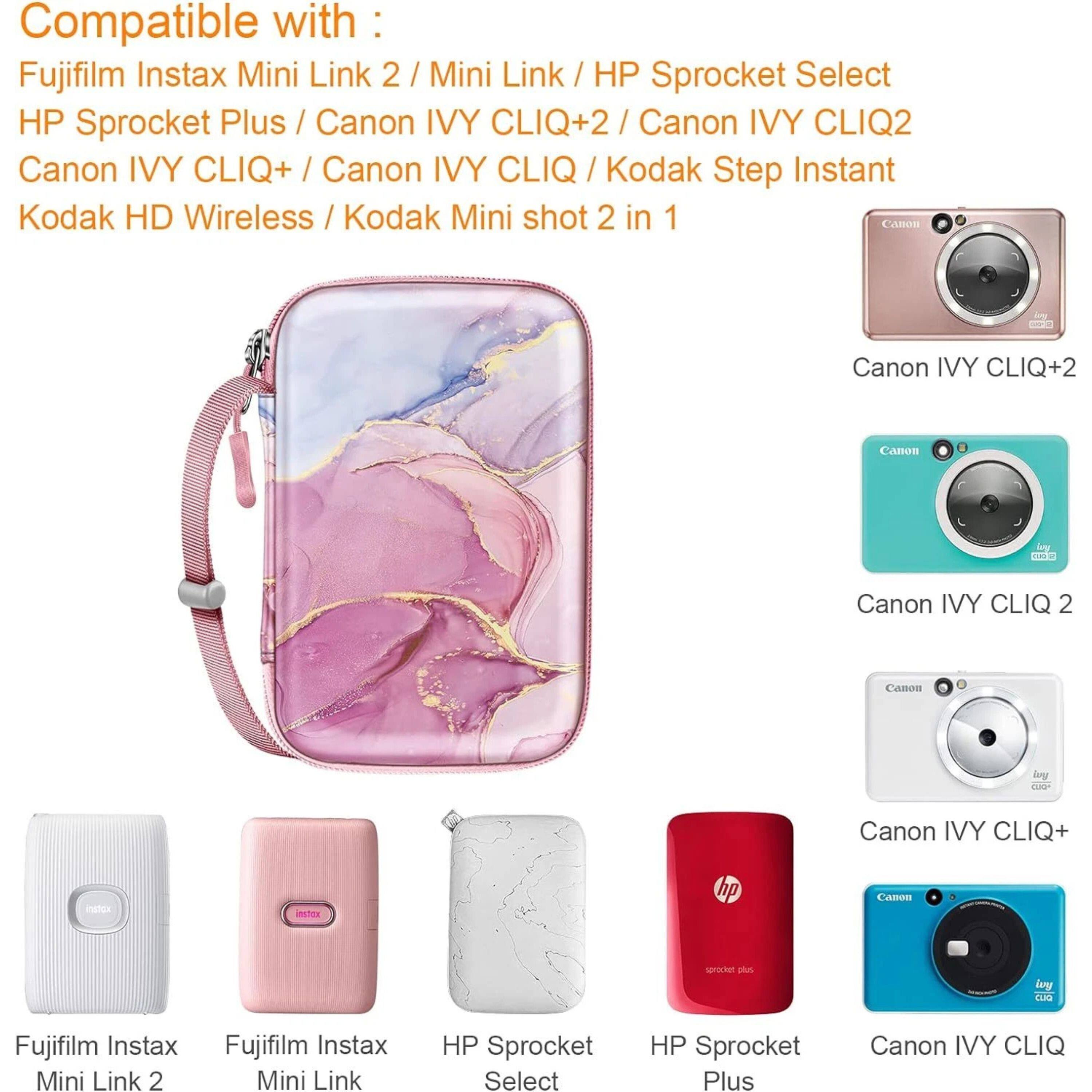 Compatible with:

- Fujifilm Instax Mini Link 2
- Fujifilm Instax Mini Link
- HP Sprocket Select
- HP Sprocket Plus
- Canon IVY CLIQ+2
- Canon IVY CLIQ2
- Canon IVY CLIQ+
- Canon IVY CLIQ
- Kodak Step Instant
- Kodak HD Wireless
- Kodak Mini shot 2 in 1