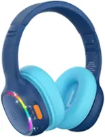 Tronsmart - Active Noise Cancelling Wireless Headphones with 74/85/93dB Safe Volume, LED Lights, 70H Playtime Over-Ear ANC Headsets - Navy Blue - Front_Zoom