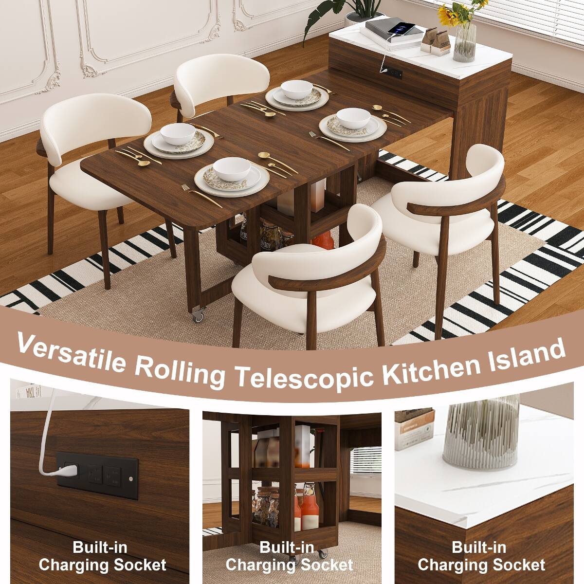 Versatile Rolling Telescopic Kitchen Island

Built-in Charging Socket
Built-in Charging Socket
Built-in Charging Socket