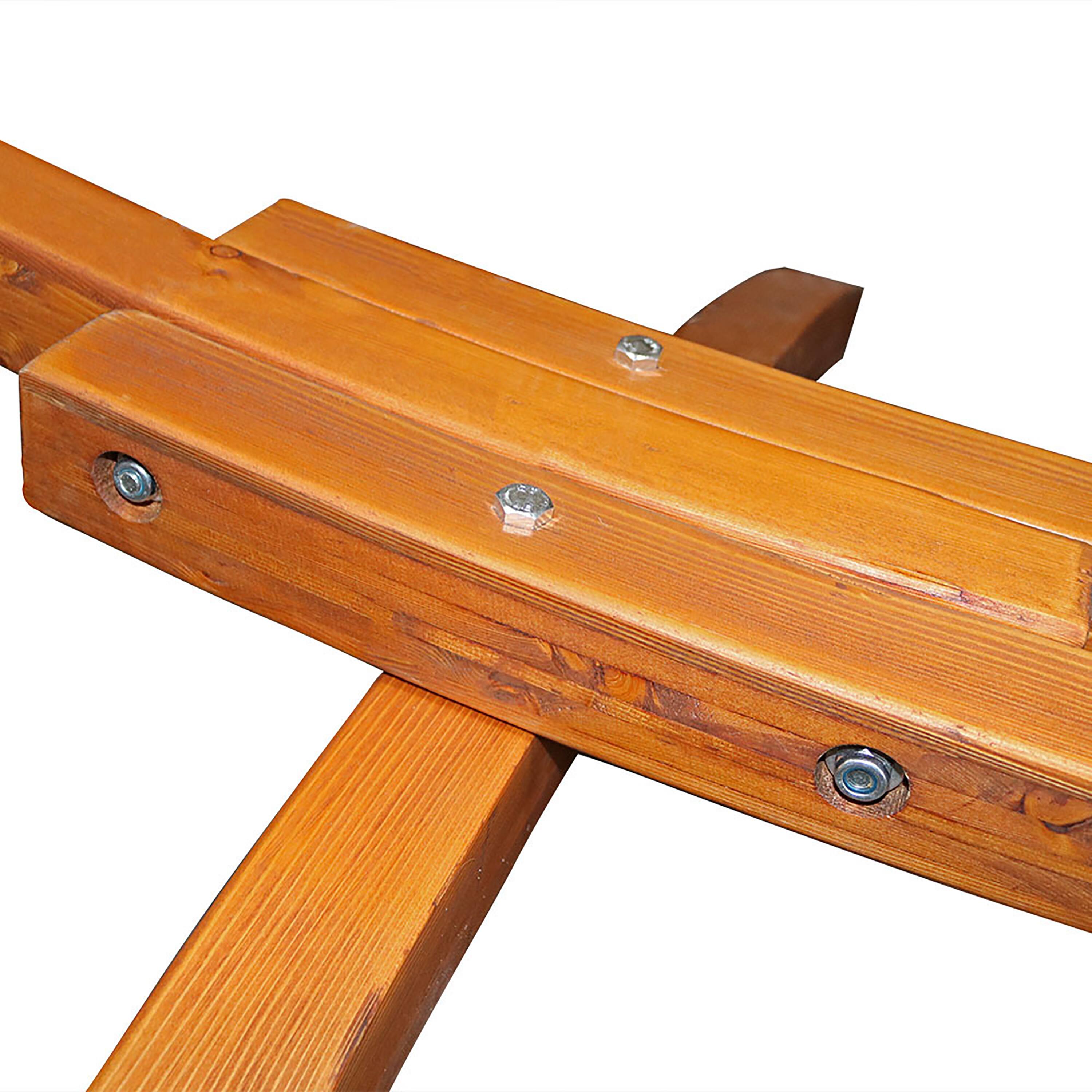 Alt View 4. Sunnydaze - Curved Wooden Arc Hammock Stand with Hooks and Chains - 12 ft - Brown.