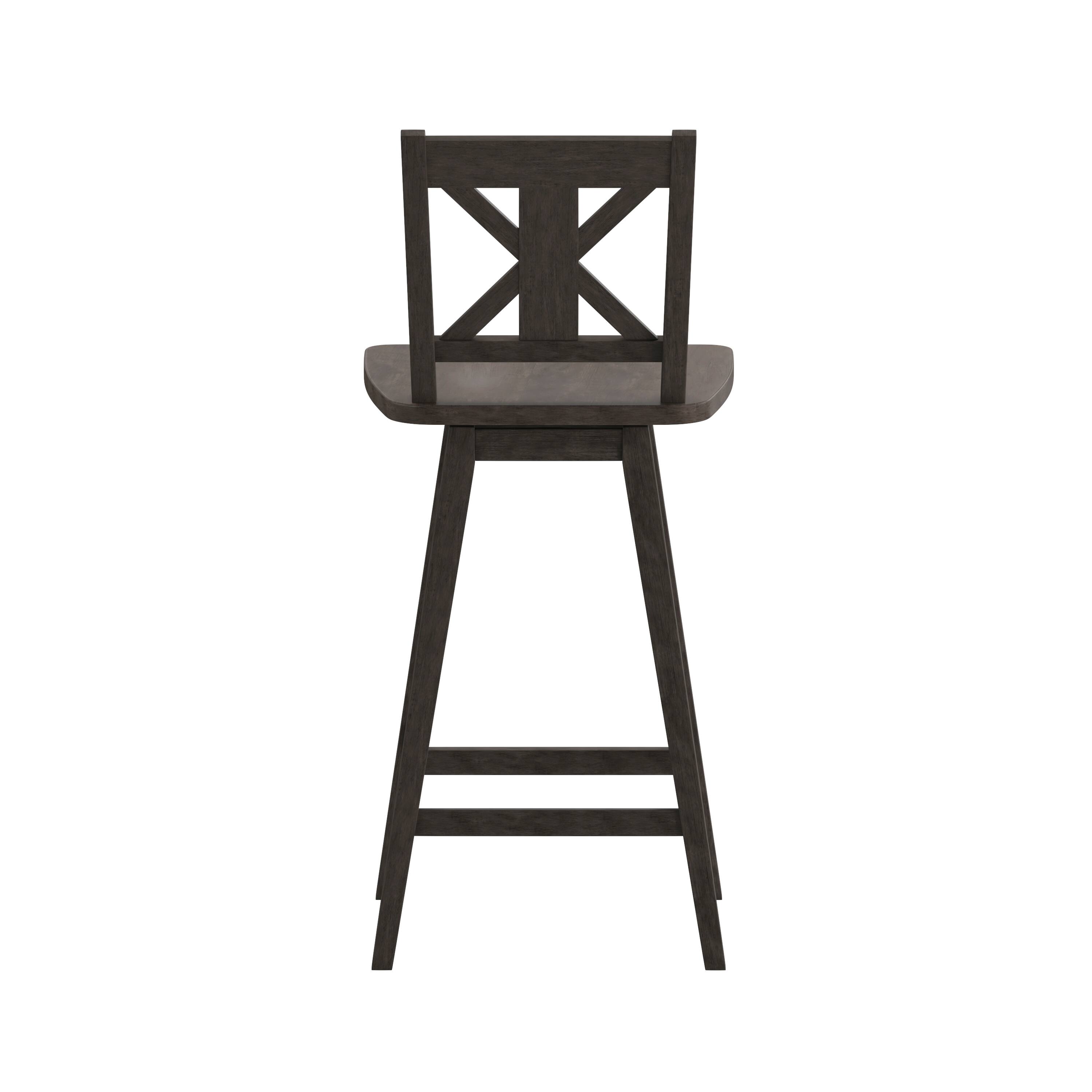 Back. Flash Furniture - Gwendolyn Commercial Grade Solid Wood Modern Farmhouse Swivel Bar Height Barstool in Gray Wash Walnut - Gray.