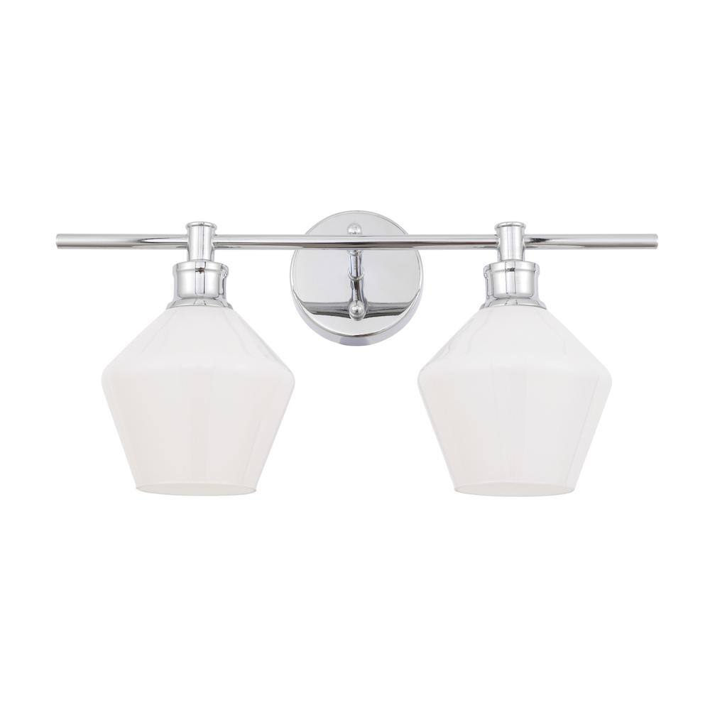Left. Living District - Gene 2 light Chrome and Frosted white glass Wall sconce - Chrome And Frosted White Glass.