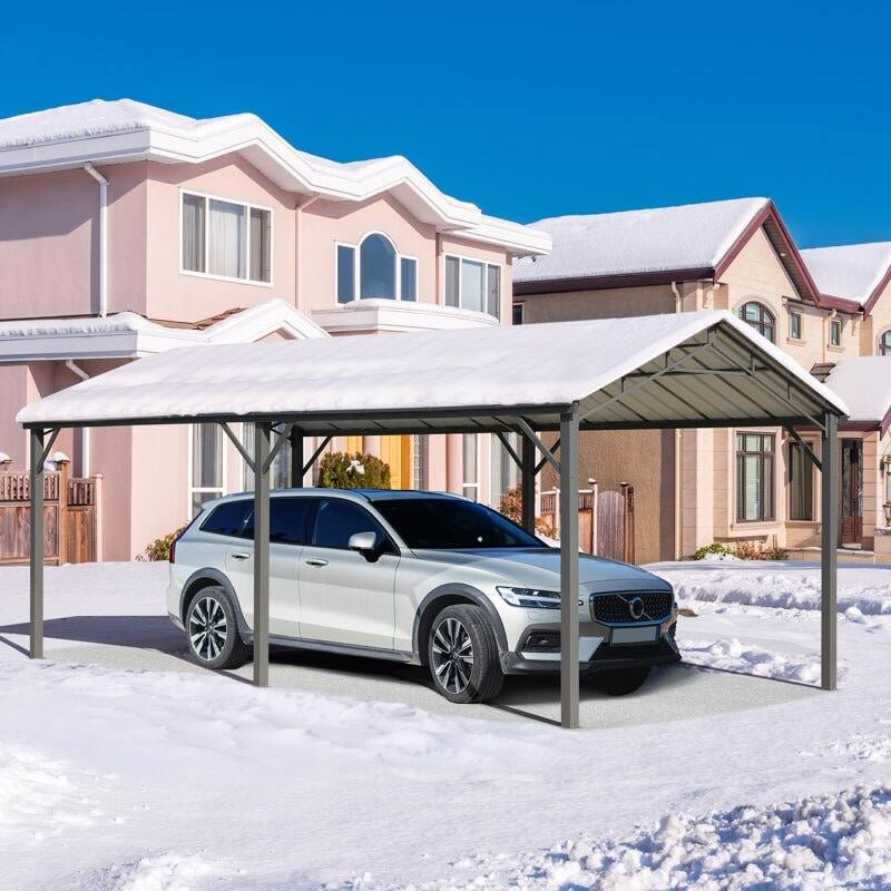 Alt View 3. U-HOMY - Outdoor Carport – Galvanized Steel Roof, Heavy-Duty All-Weather Shelter for Cars, Boats, Tractors & Equipment - 10'x 20'.