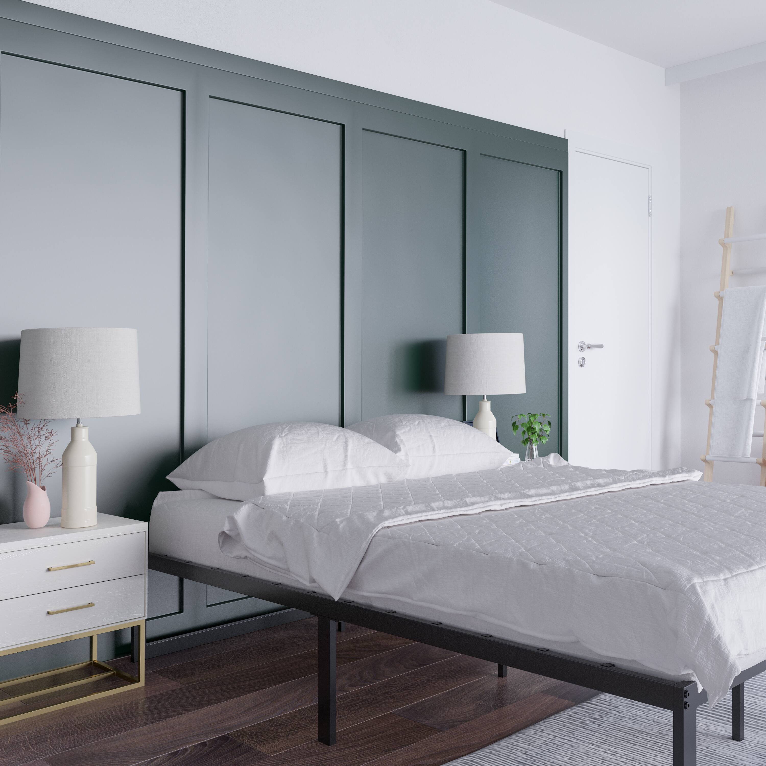 Alt View 3. Emma + Oliver - 14 Inch Twin Metal Platform Bed Frame/Steel Slat Support/No Box Spring Needed - Black.
