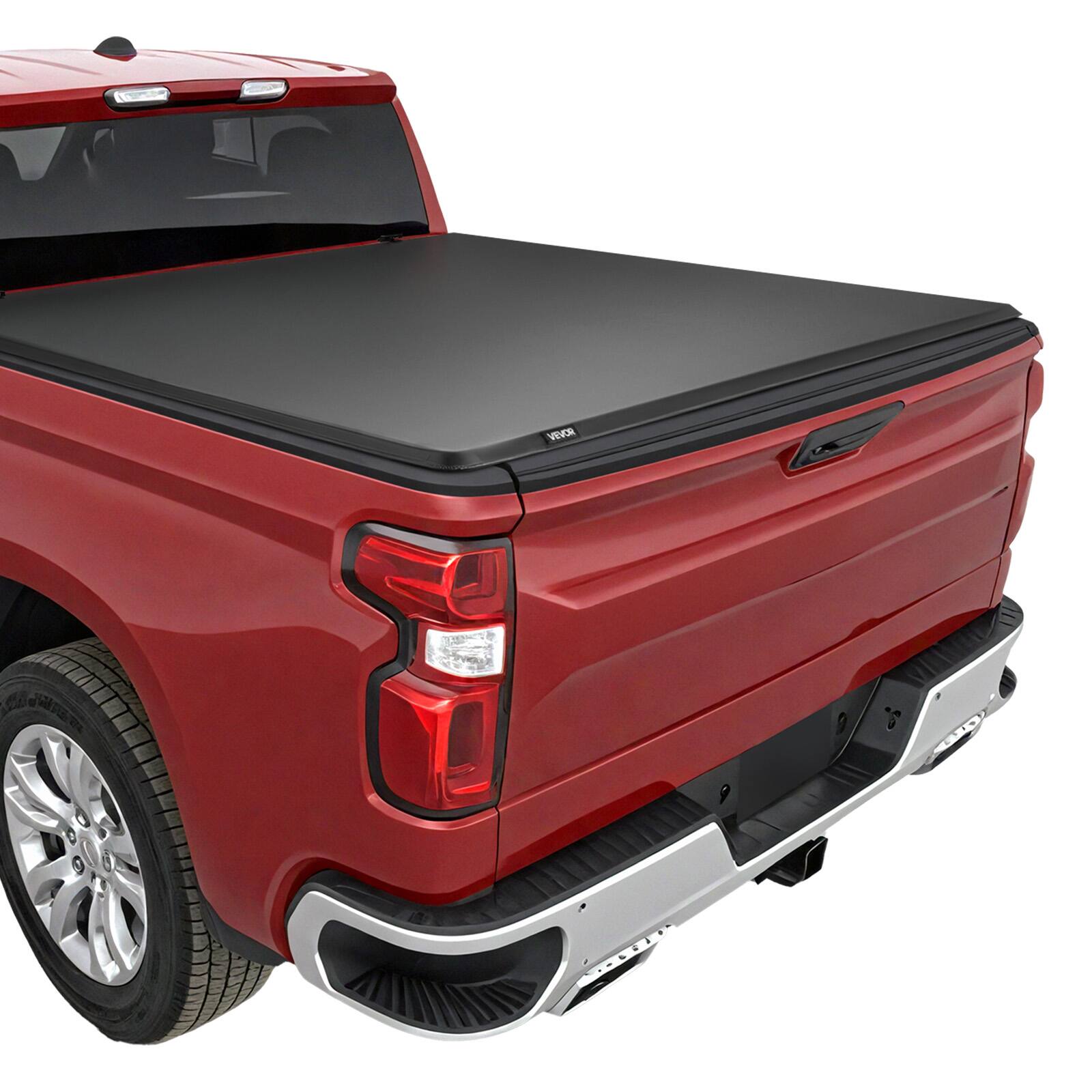 Front. VEVOR - Soft Roll-Up Truck Bed Tonneau Cover, Compatible with 2019-2025 Chevy Silverado/GMC Sierra 1500 New Body - Black.