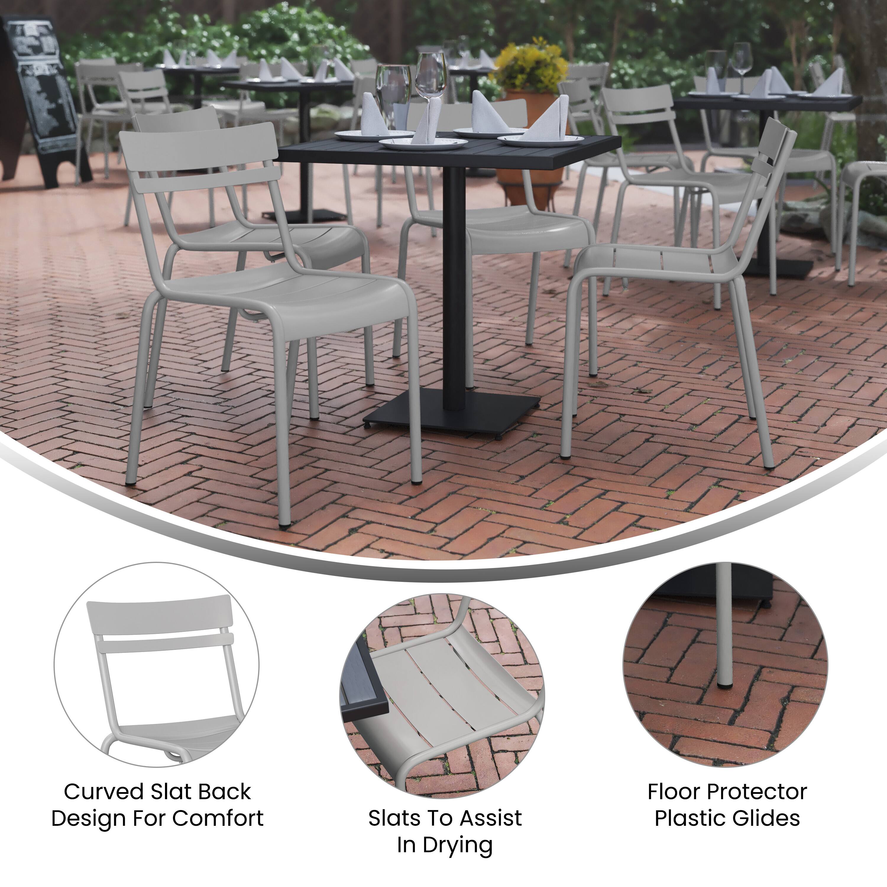 Curved Slat Back Design For Comfort  
Slats To Assist In Drying  
Floor Protector Plastic Glides