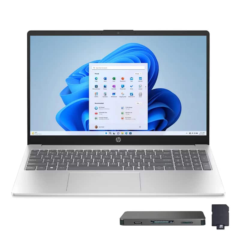 HP - 15.6" FHD Touchscreen Laptop,Intel i7-1355U,16GB DDR5,512GB SSD+1TB Docking Station,Iris Xe Graphics,Win 11 - Silver