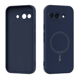 Dteck - Magnetic Liquid Silicone Case for Google Pixel 10A, Anti-Scratch Shockproof Soft Non-Slip Anti-Fingerprint Cover - Darkblue