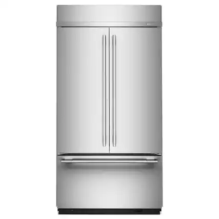 Front. KitchenAid - 24.2 Cu. Ft. Built-In French Door Bottom Mount Refrigerator - Stainless Steel with PrintShield Finish.
